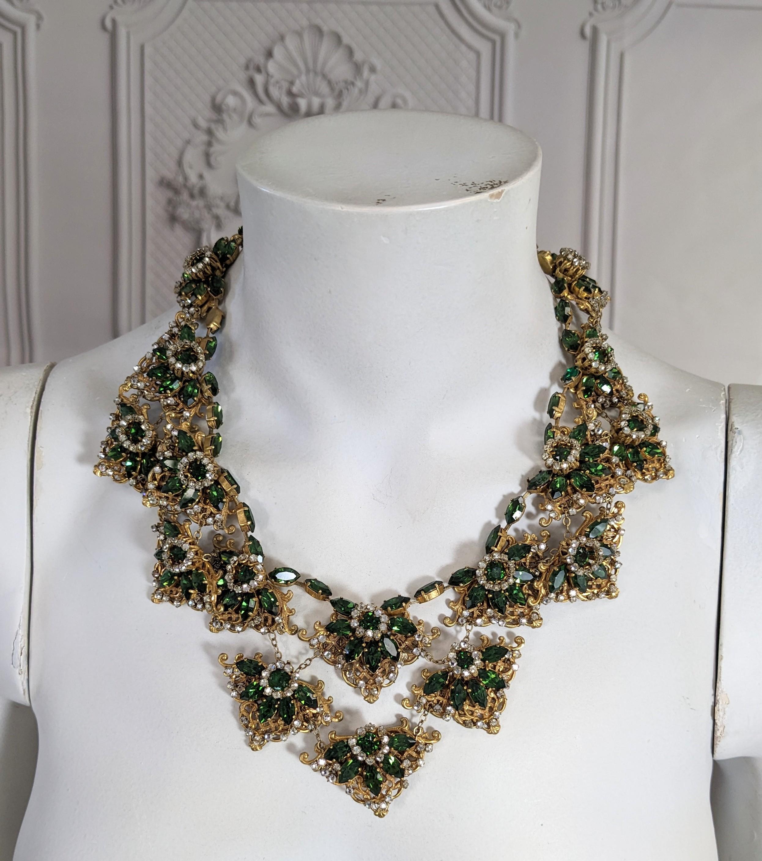 Massive Miriam Haskell Bib of Olivine and Crystal Rose Montees For Sale 11