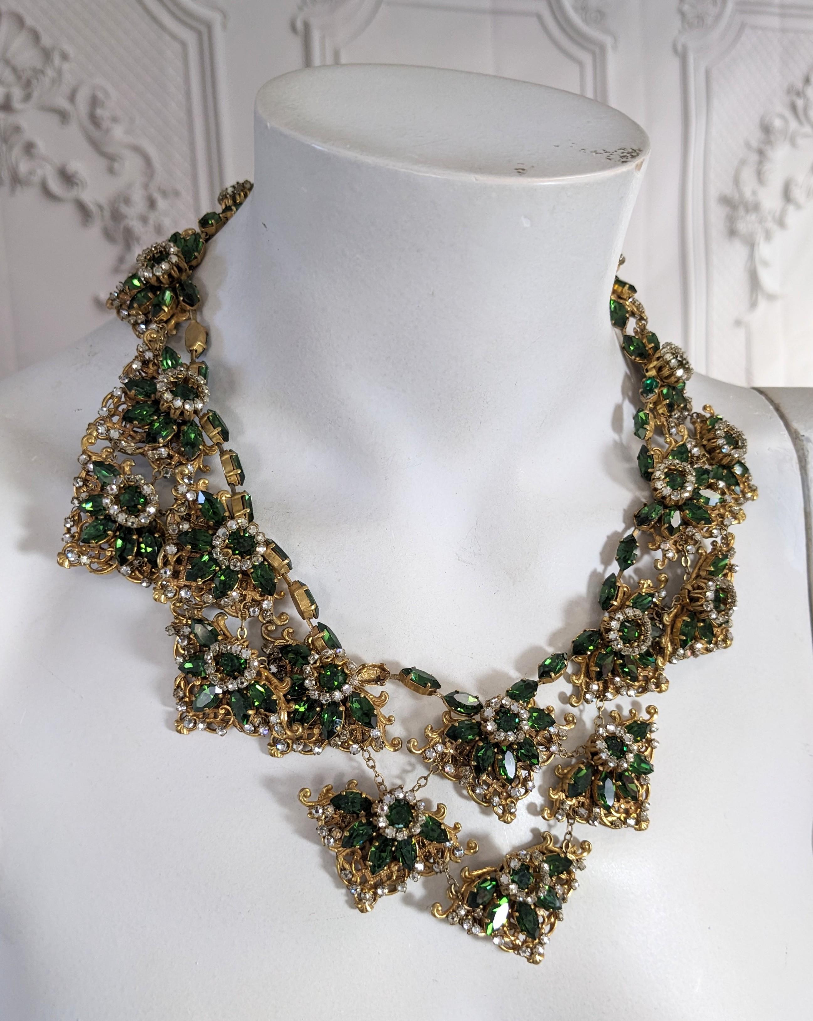 Massive Miriam Haskell Bib of Olivine and Crystal Rose Montees For Sale 12