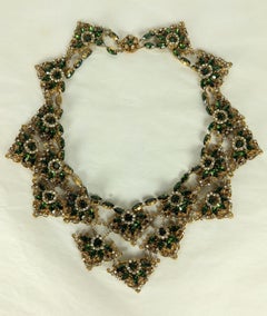 Miriam Haskell Bib of Olivine and Crystal Rose Montees