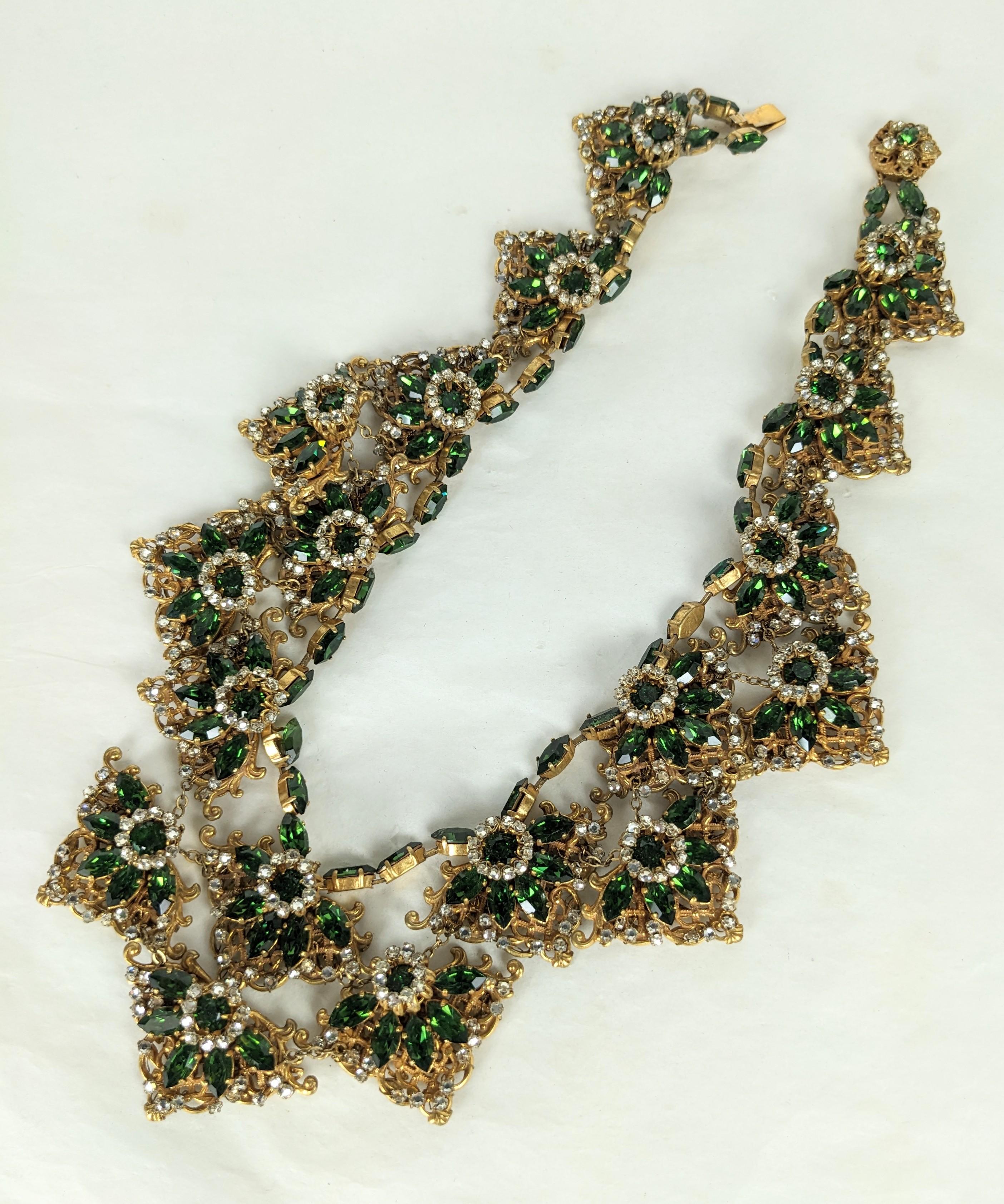 Massive Miriam Haskell Bib of Olivine and Crystal Rose Montees For Sale 2