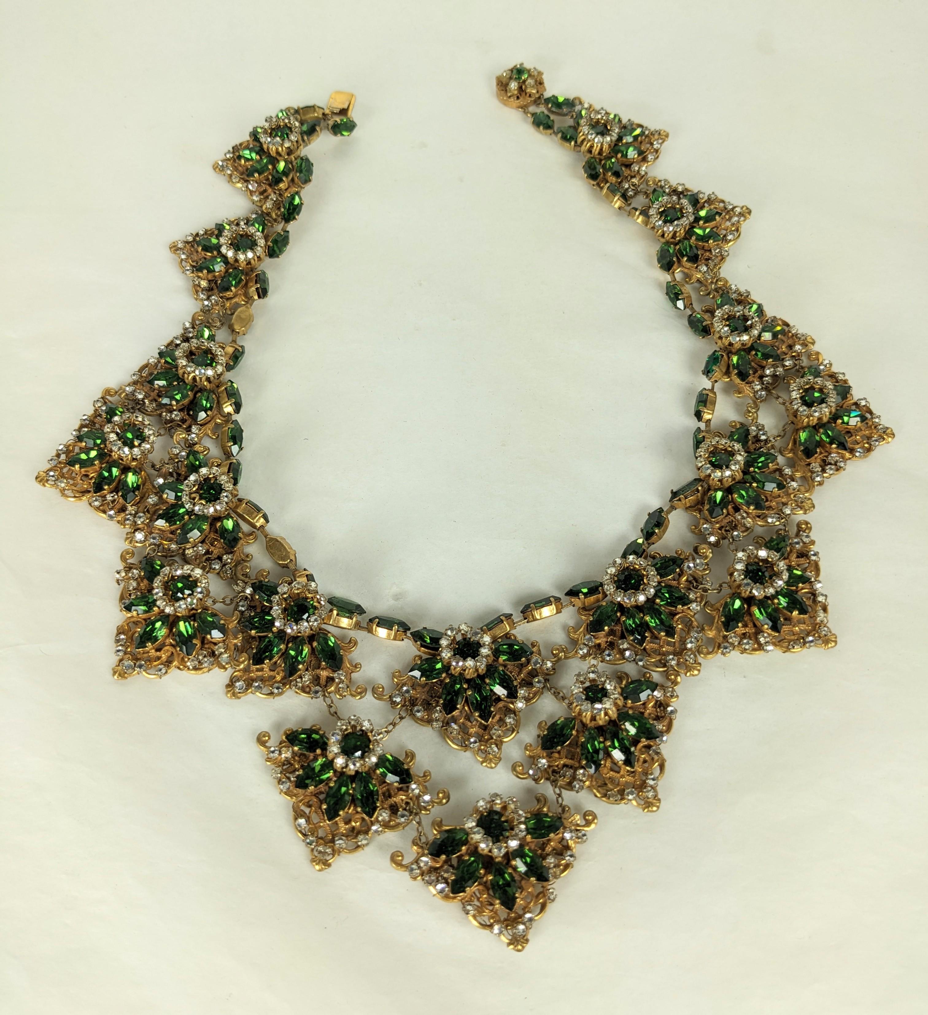 Massive Miriam Haskell Bib of Olivine and Crystal Rose Montees For Sale 3