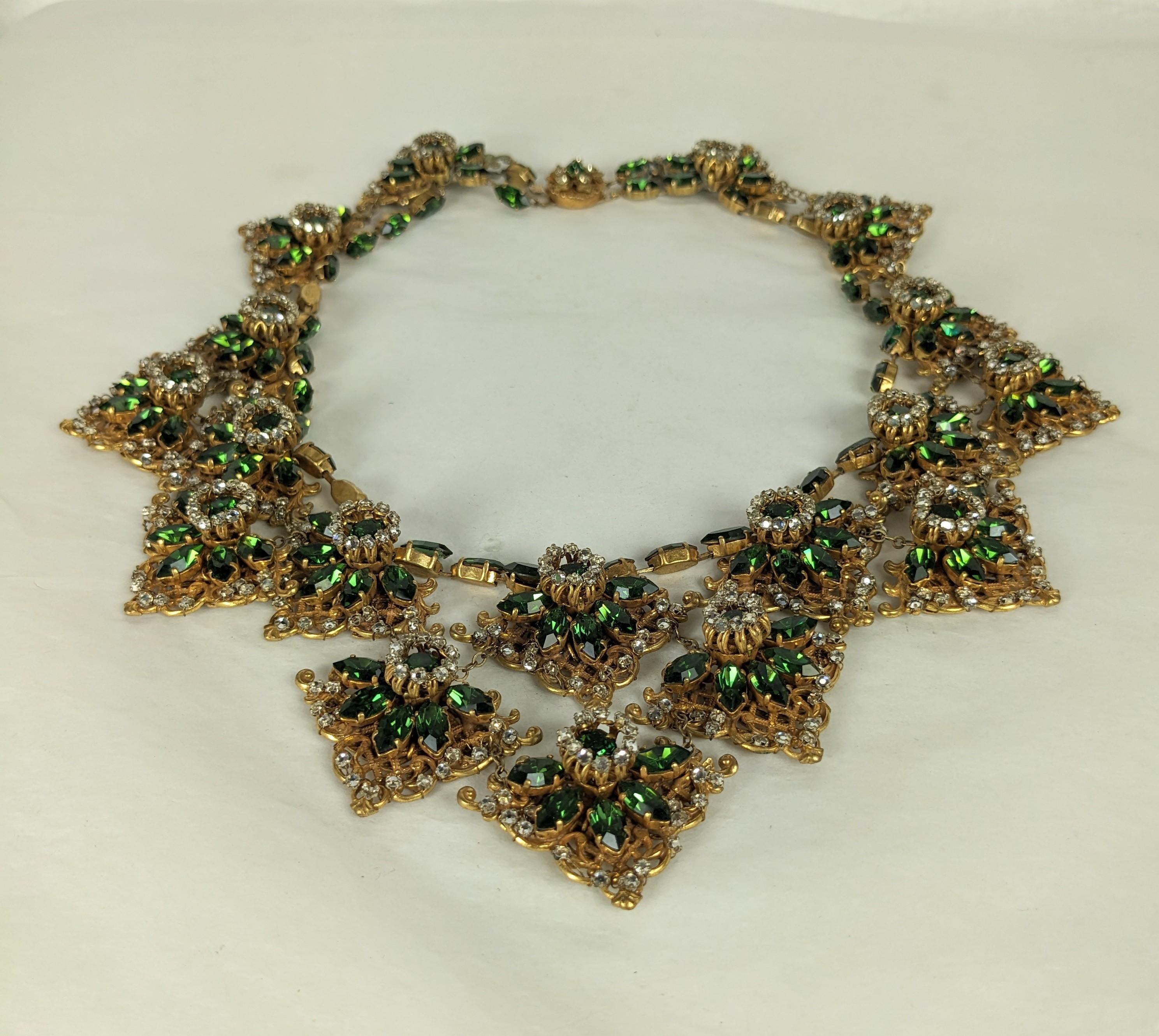 Massive Miriam Haskell Bib of Olivine and Crystal Rose Montees For Sale 4