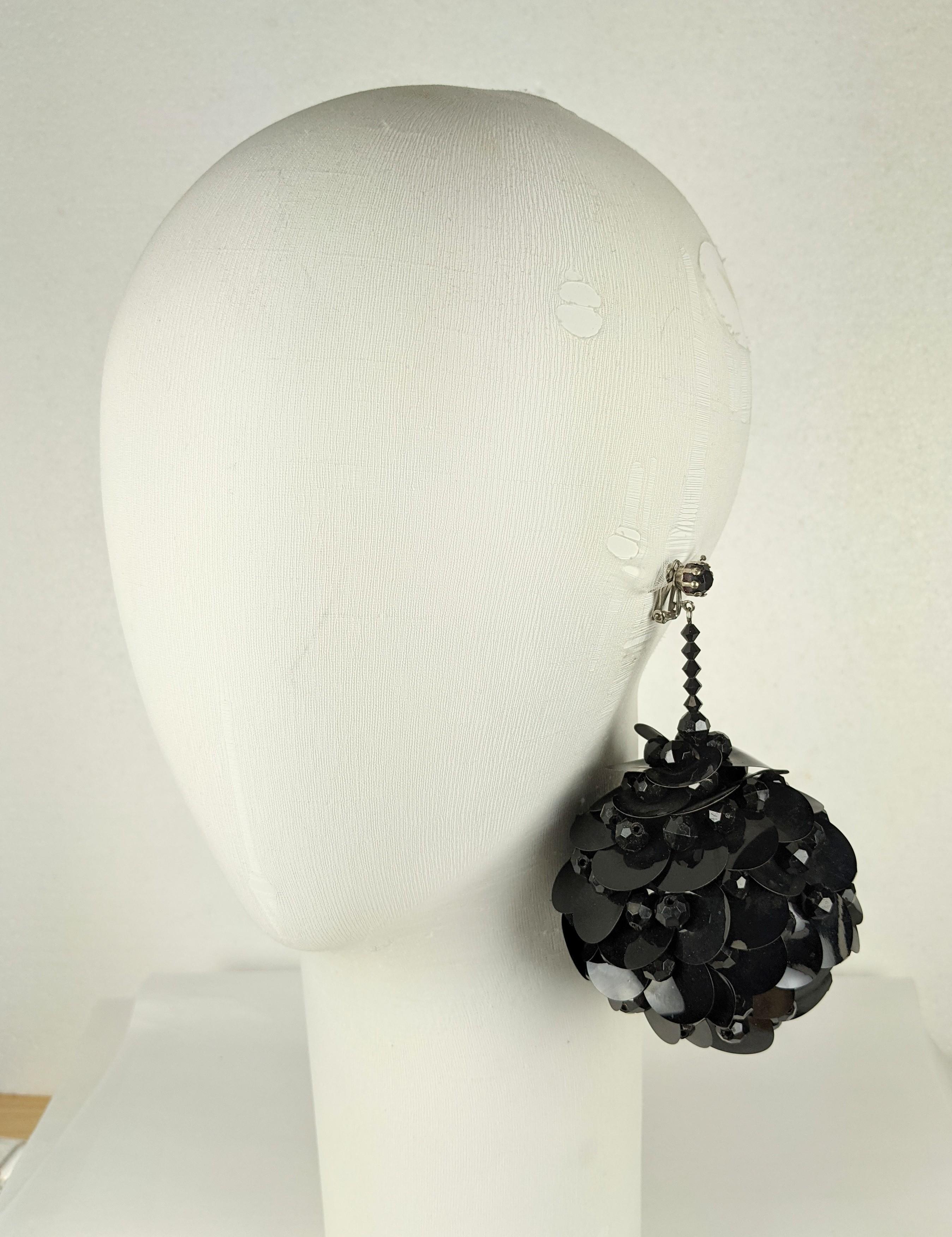 Modern Massive Mod Sequin Ball Earrings For Sale