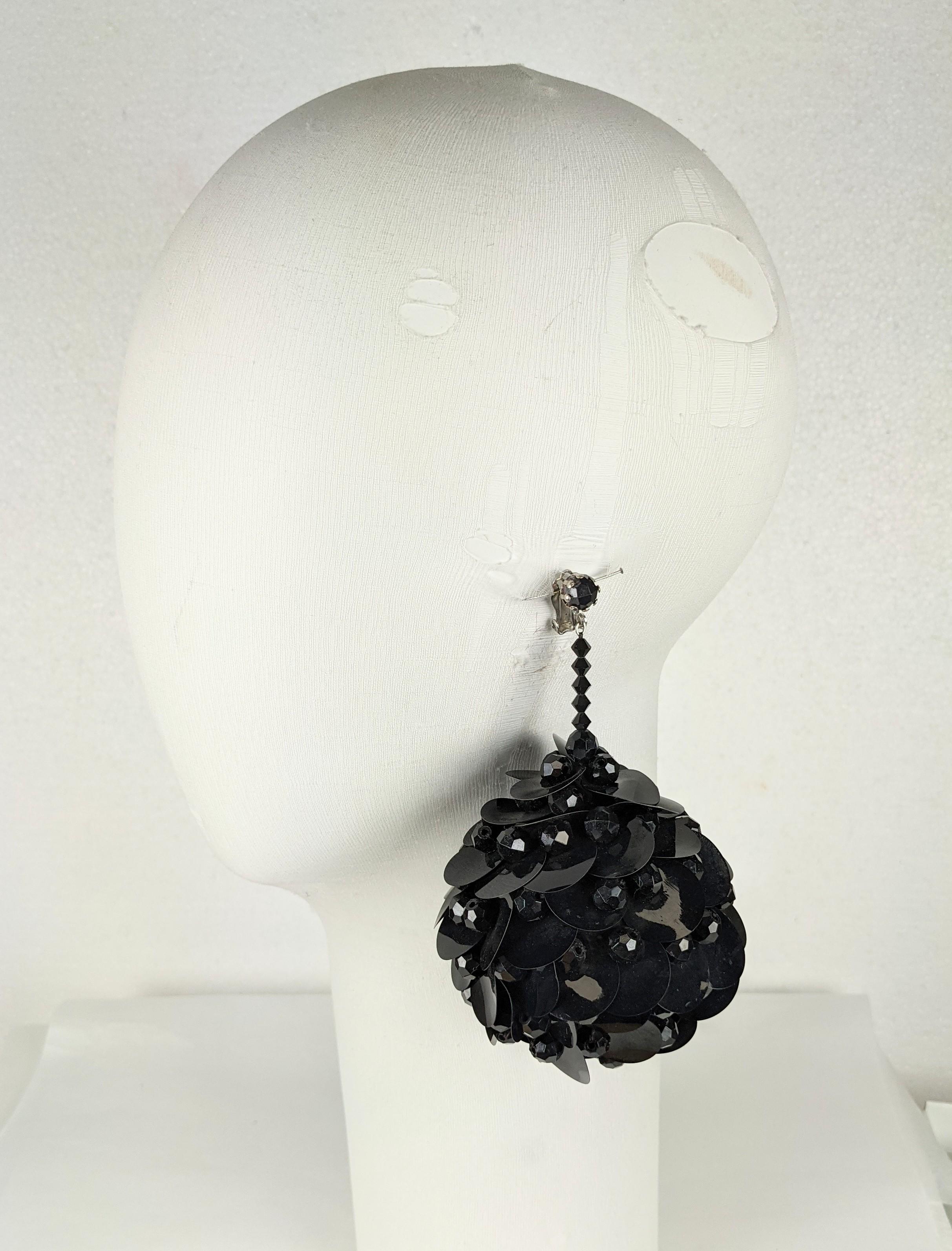 Massive Mod Sequin Ball Earrings In Excellent Condition For Sale In New York, NY