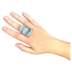 Massive Modernist 18K White Gold 4.5 TCW  Diamond Statement Ring