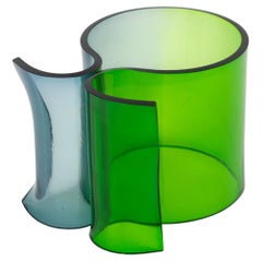 Massive Modernist Blue and Emerald Plexiglass Lucite Bangle Bracelet