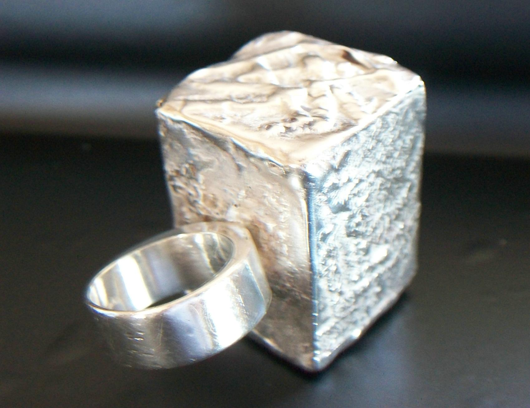 Massive Modernist Fine Silver Statement Ring - 950/1000 - Mexico - Circa 1970's 1