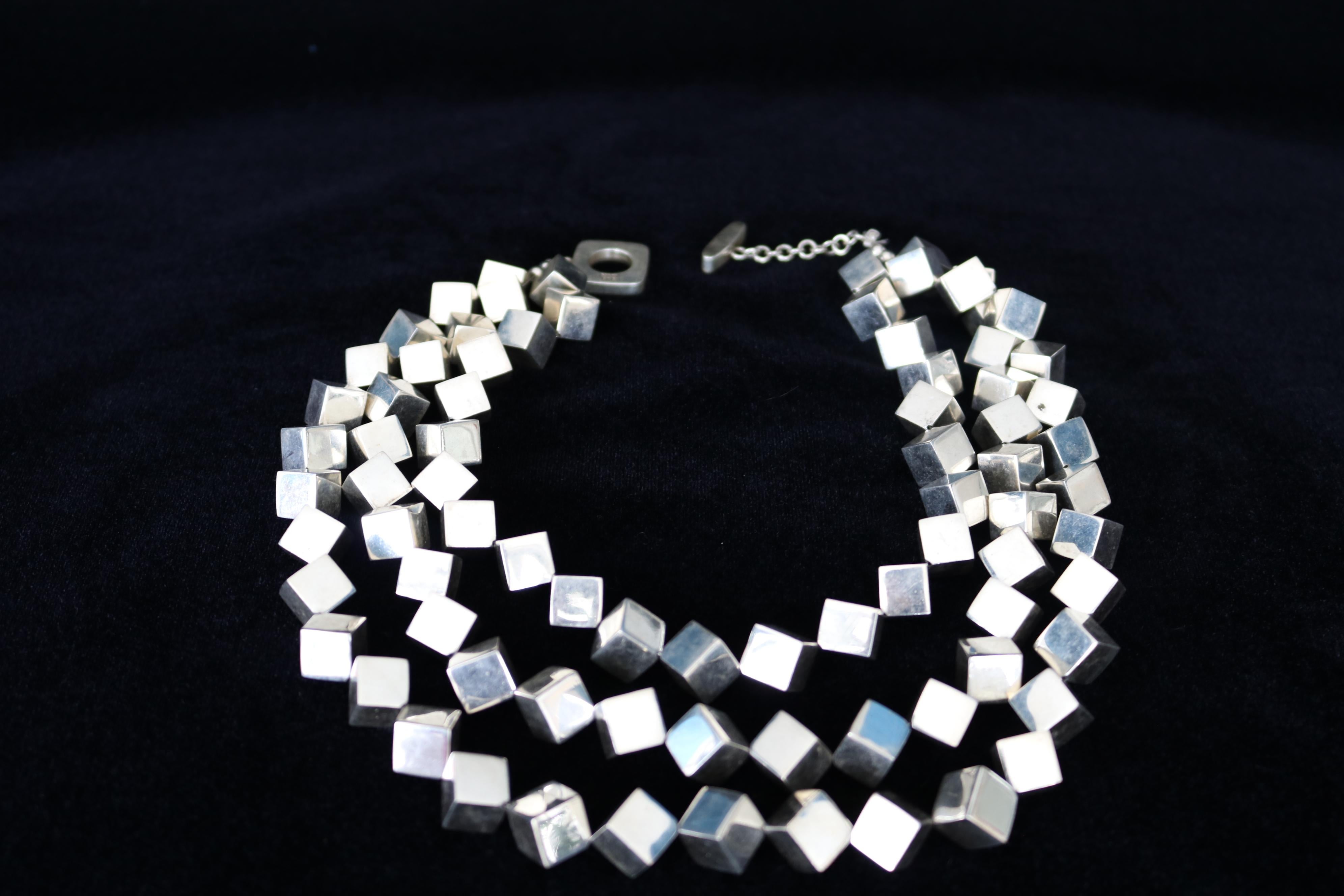 Massive Multi Cube Halskette aus massivem Silber 925 (Moderne) im Angebot