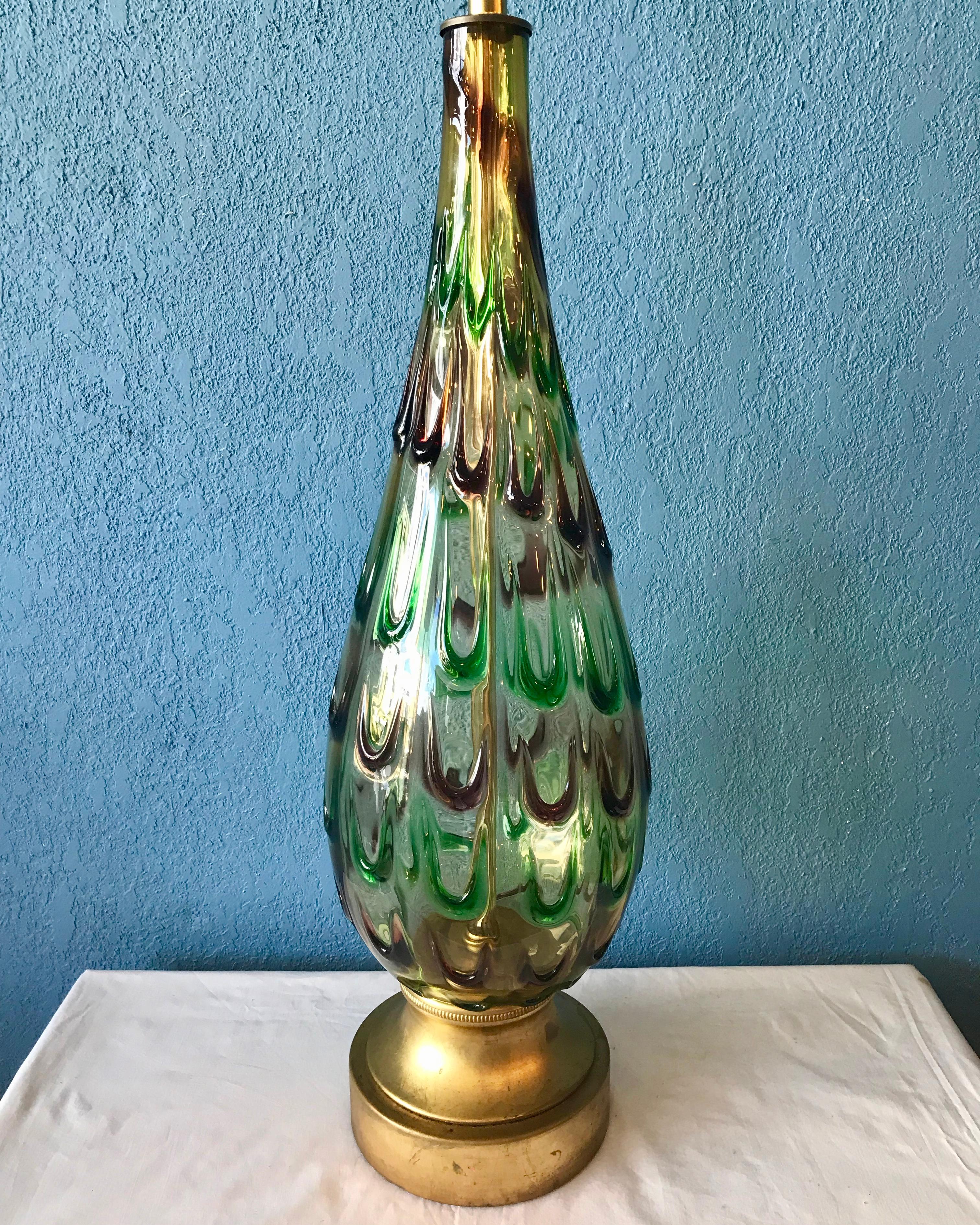 Italian Massive Murano Mid Century Lamp For Sale