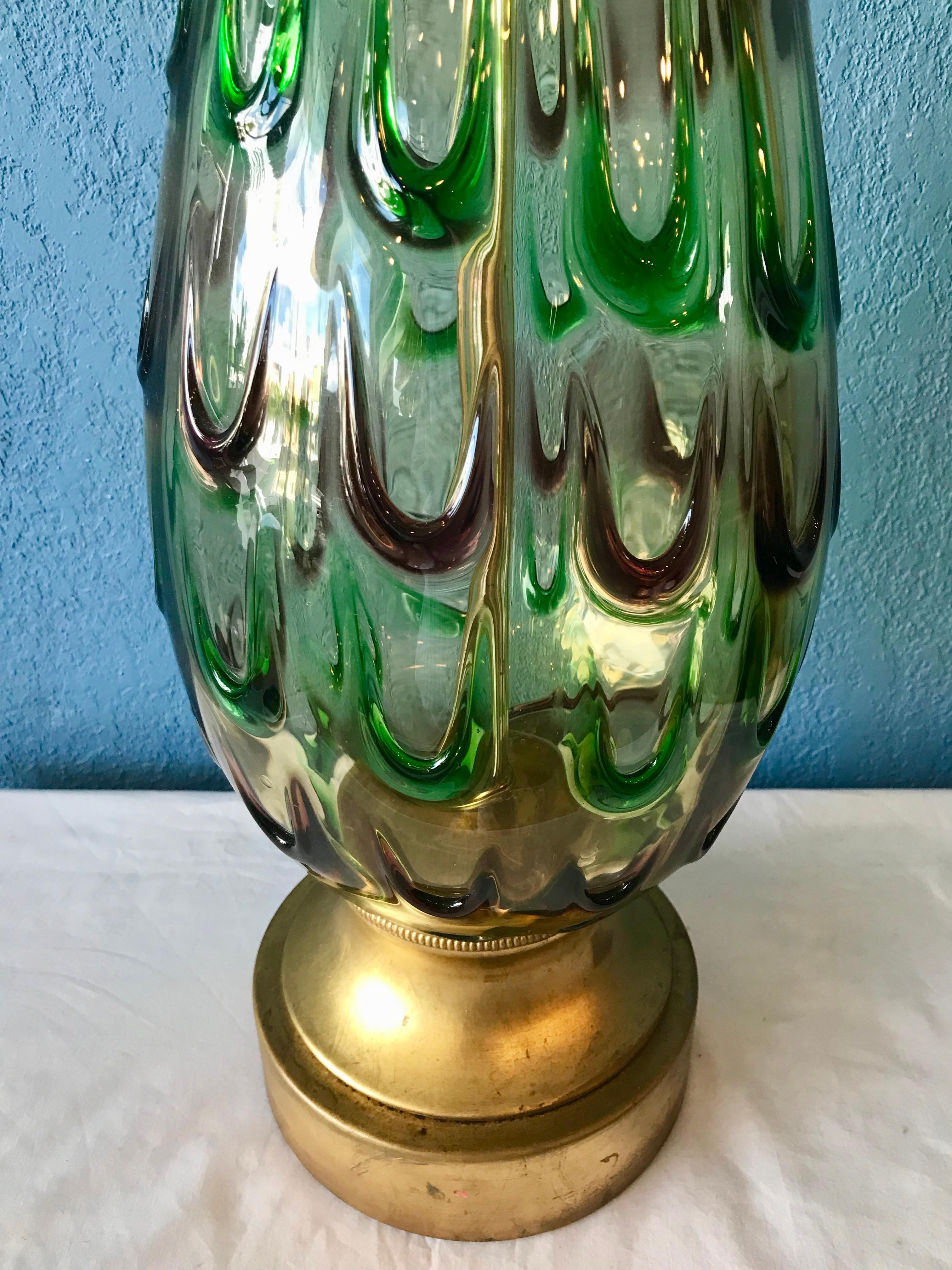 Massive Murano Mid Century Lamp In Good Condition For Sale In West Palm Beach, FL