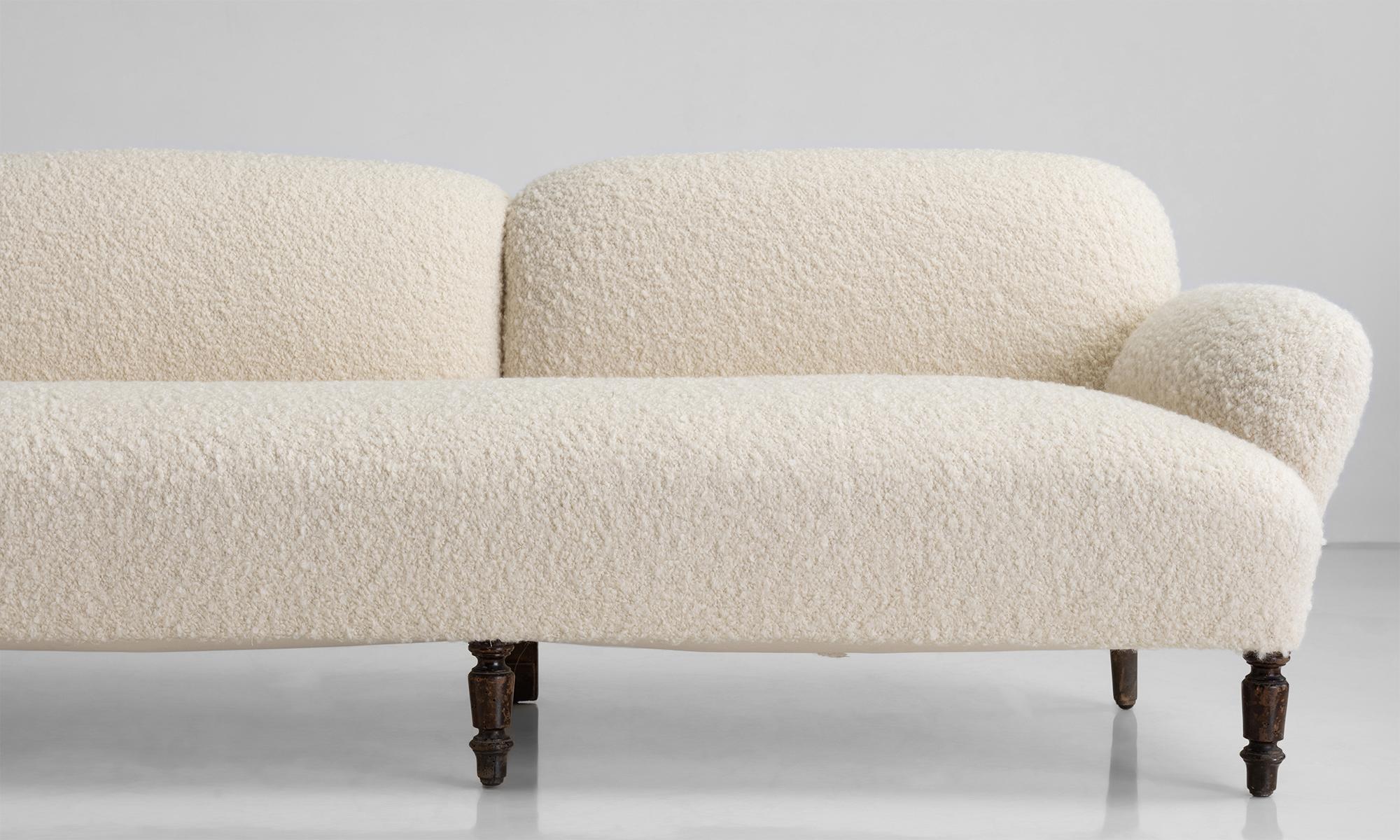 Massive Napoleon III sofa covered in Pierre Frey Ivory Boucle

France Circa 1870

Large scale sofa with beautifully curved backrest, newly upholstered in boucle blend by Pierre Frey.

Measures: 112