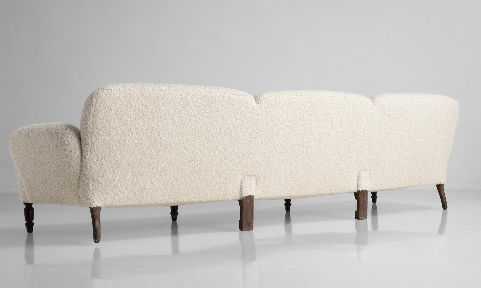 French Massive Napoleon III Sofa Covered in Pierre Frey Ivory Boucle, France Circa 1870