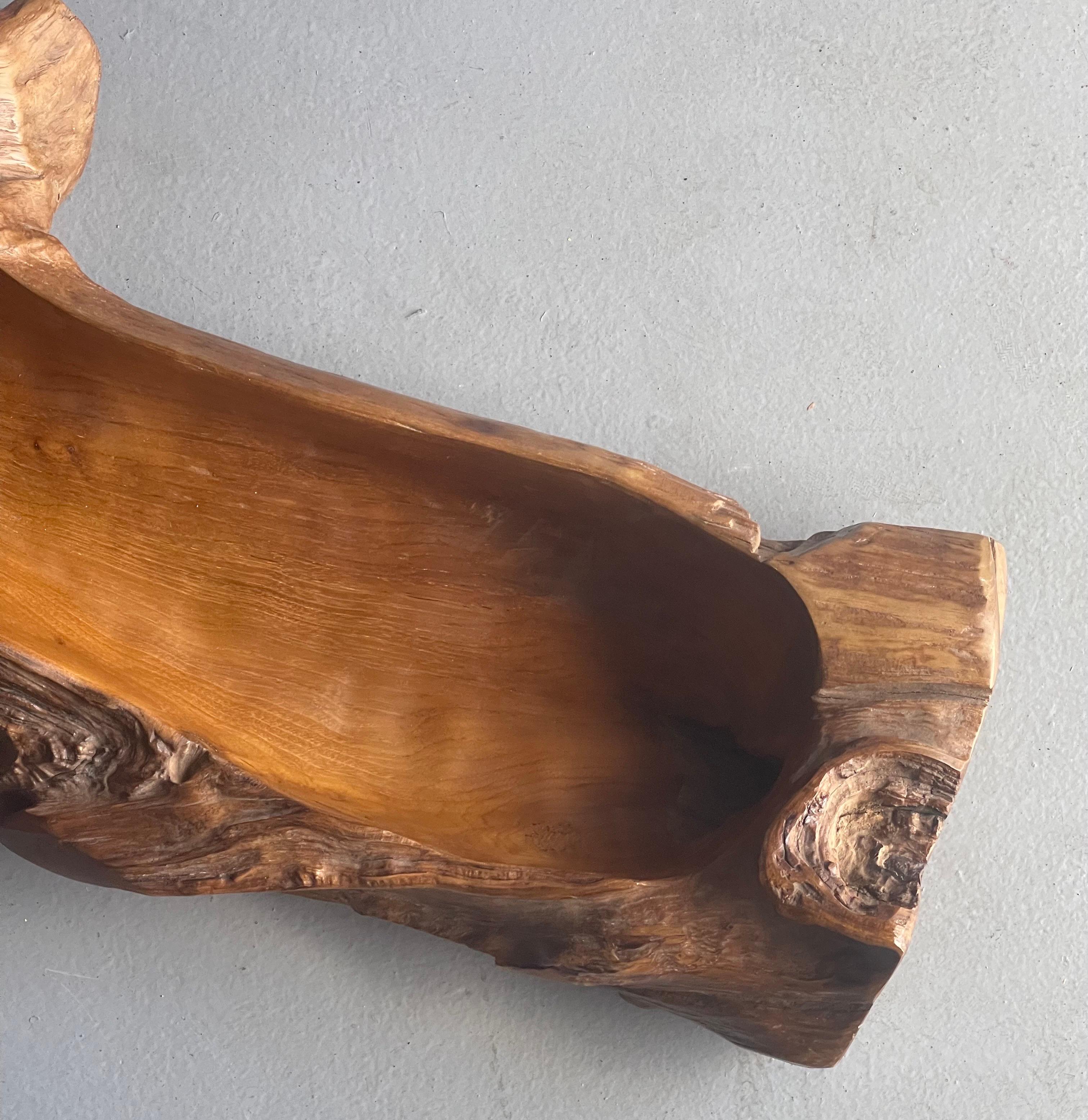 Massive Natural Freeform Teak Bowl For Sale 1