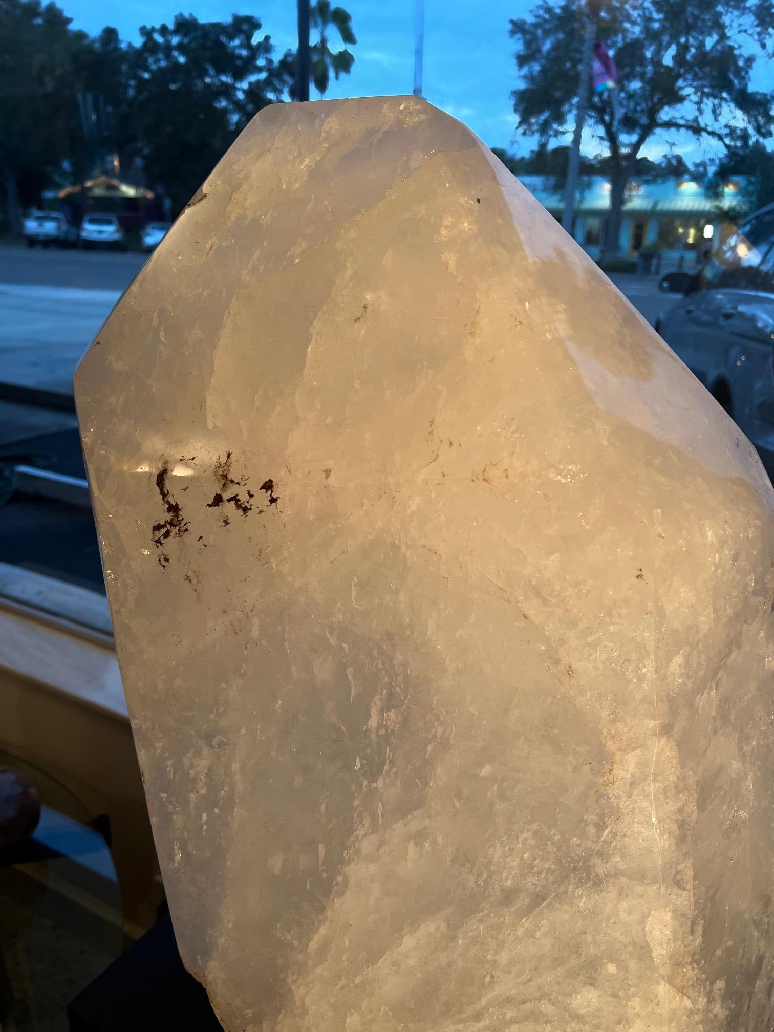 Massive Natural White Rock Crystal Obelisk Healing In Good Condition For Sale In St.Petersburg, FL