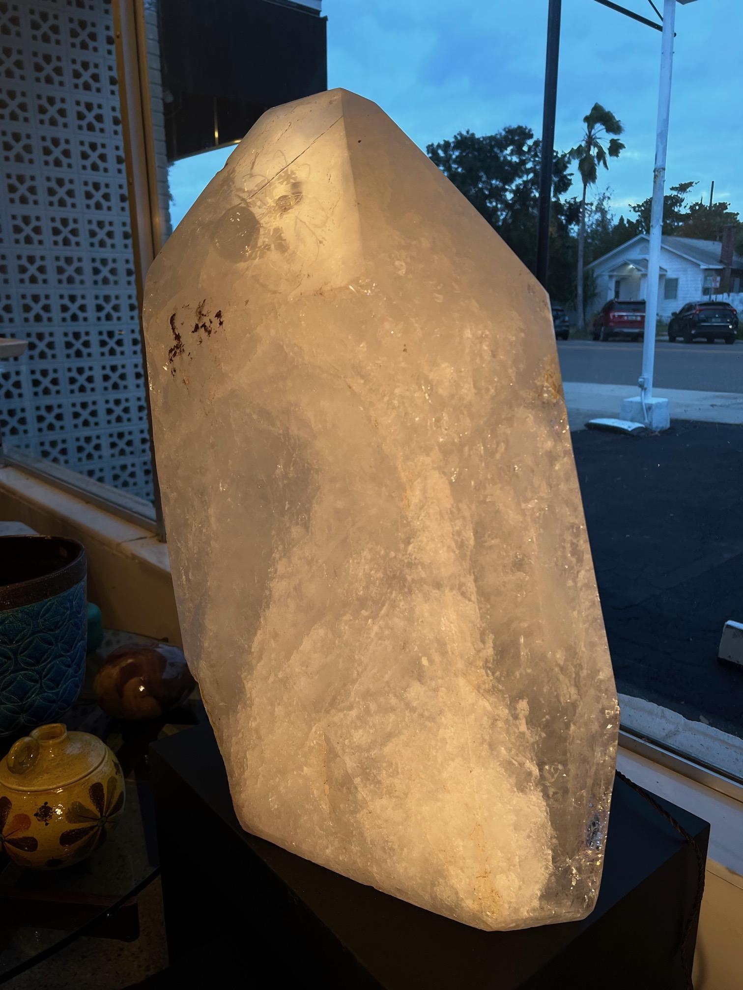 Contemporary Massive Natural White Rock Crystal Obelisk Healing For Sale
