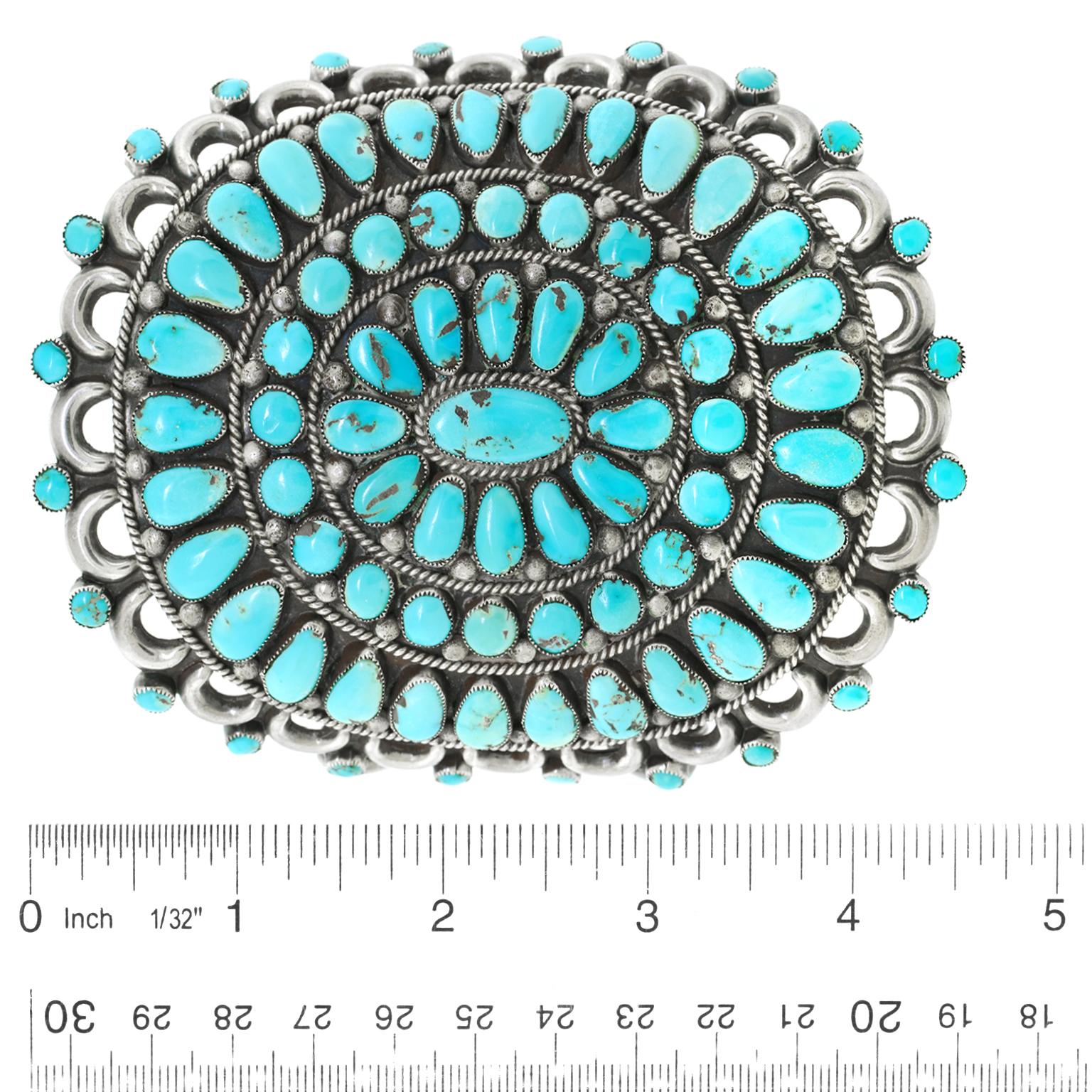 Women's or Men's Massive Navajo Turquoise-Set Sterling Cuff Bracelet