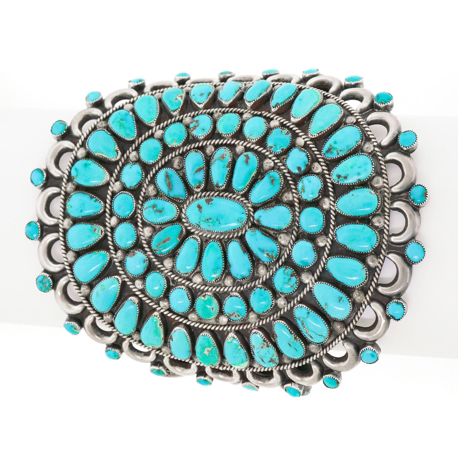 Massive Navajo Turquoise-Set Sterling Cuff Bracelet 1