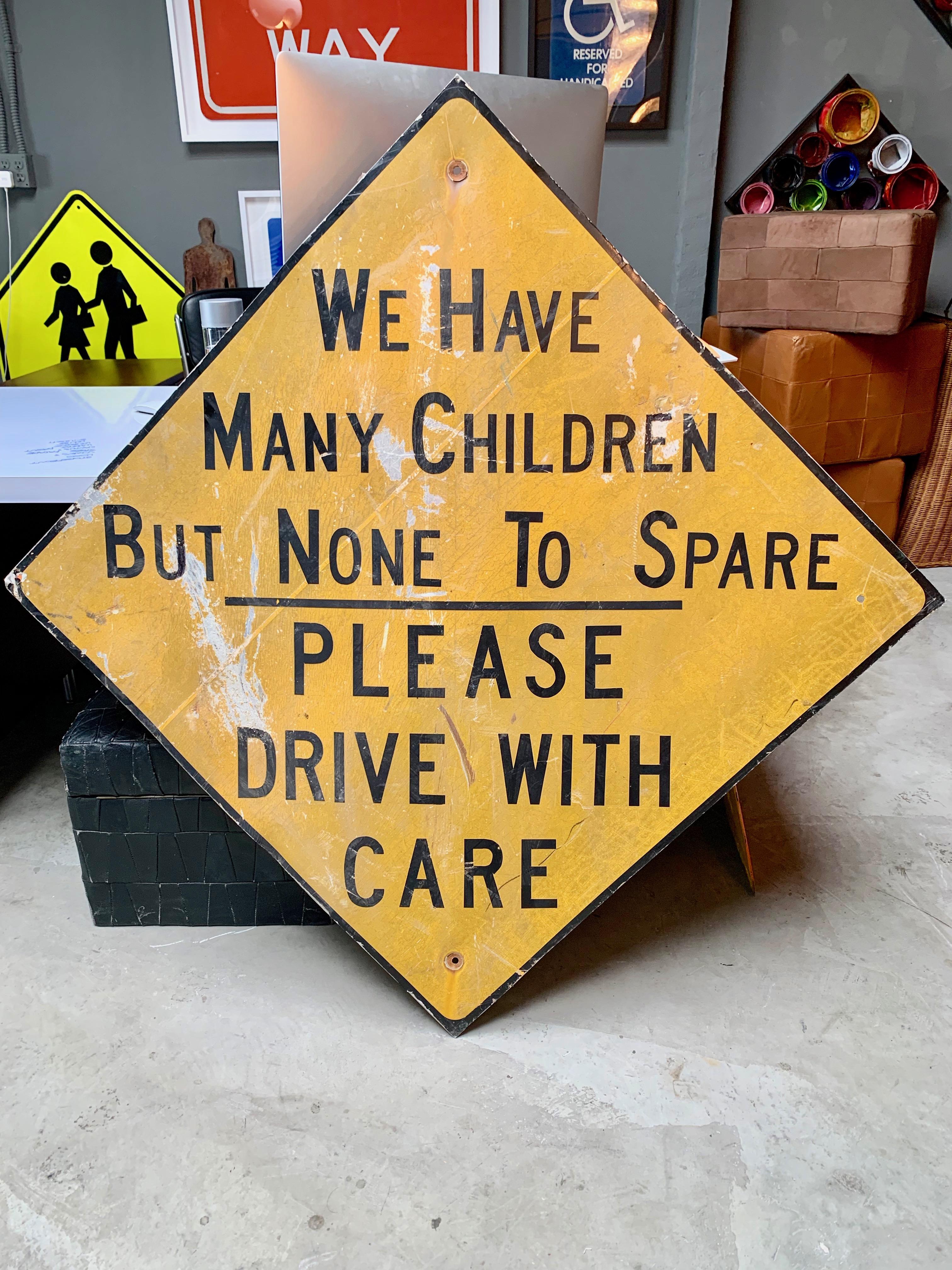 Vintage steel road sign depicting 