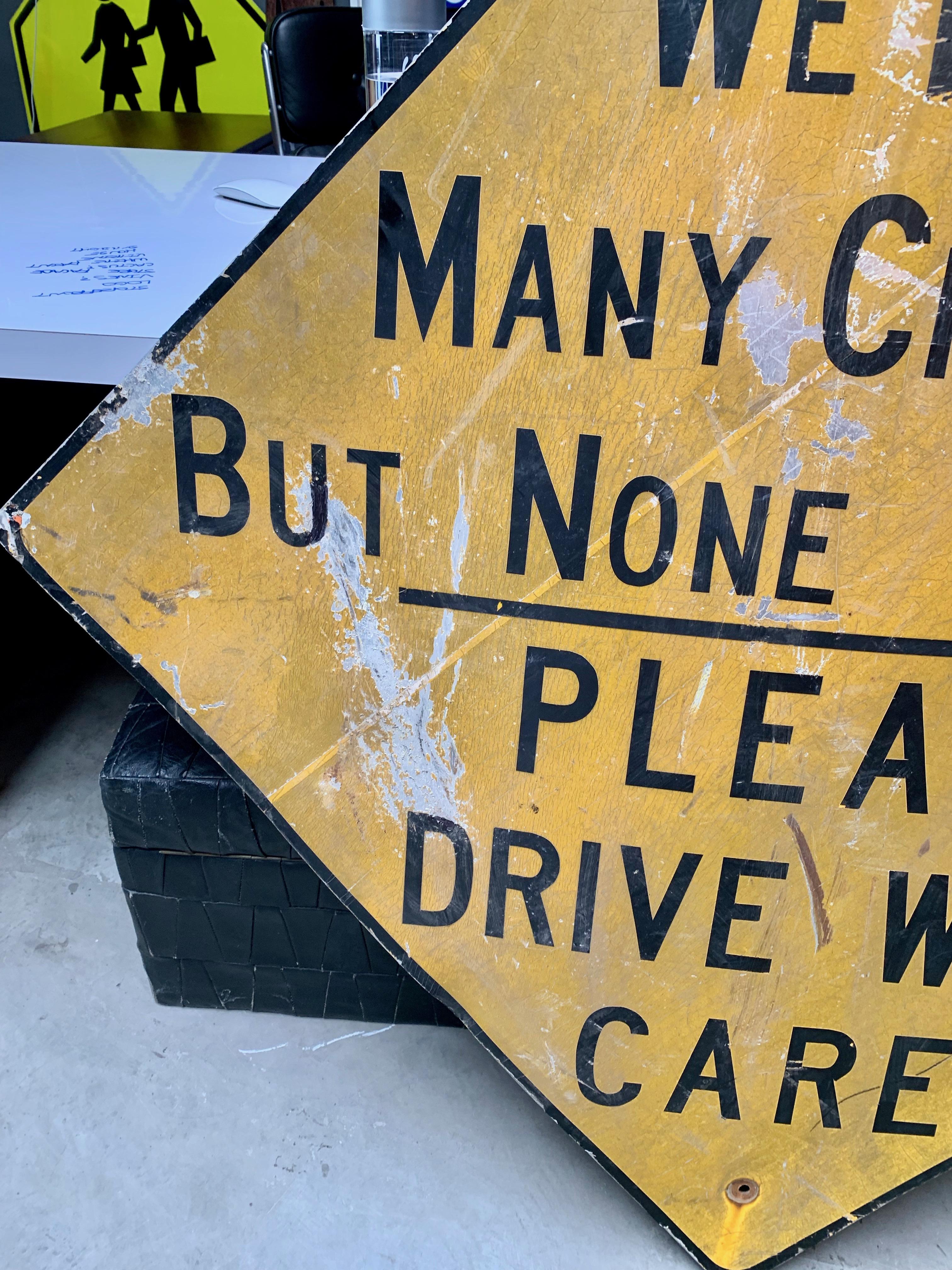 Late 20th Century Massive 'No Children To Spare' Vintage Road Sign
