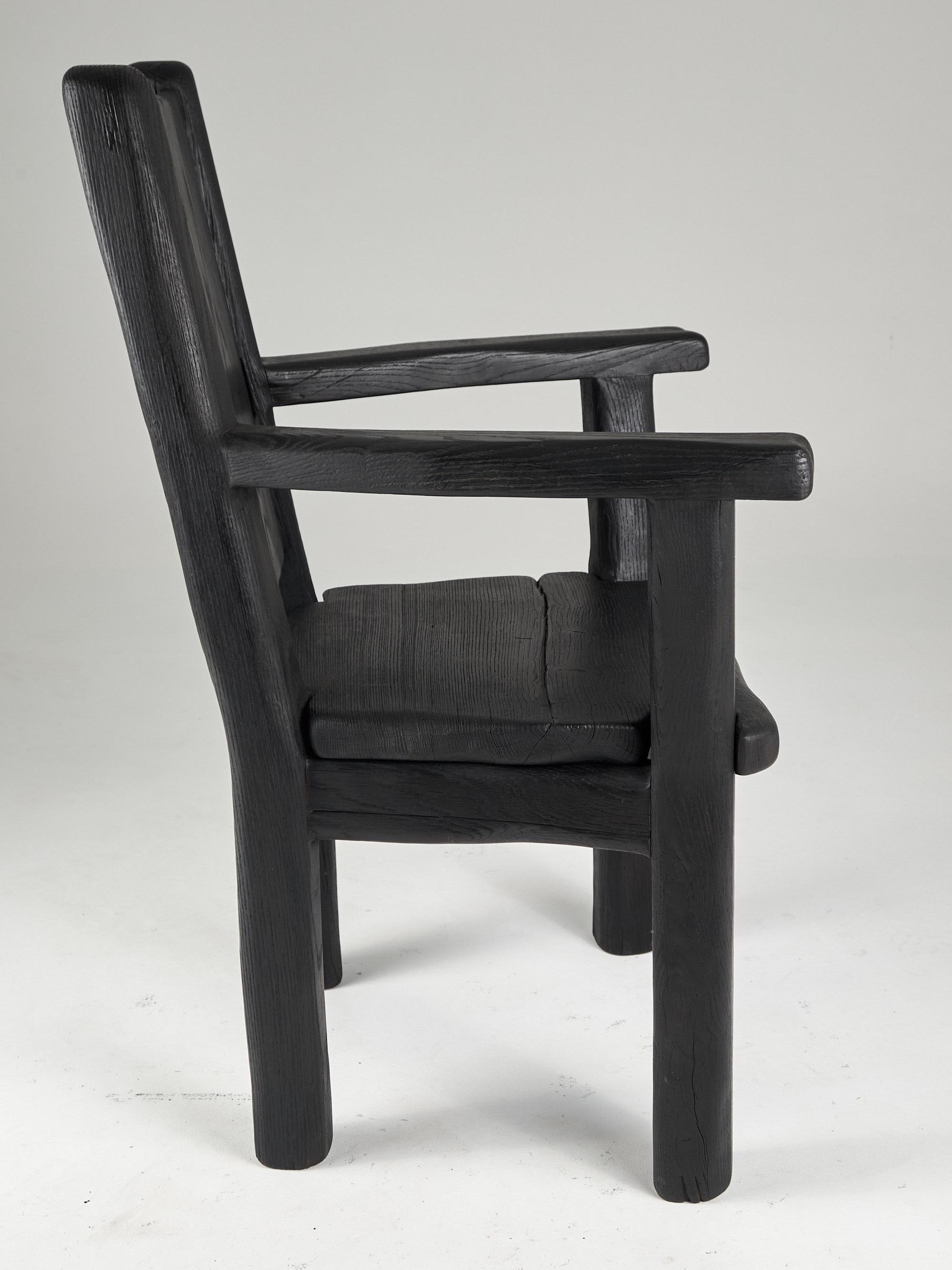 Massive Oak Armchair, Rustic, Burnt Black, For Generations to Last For Sale 4