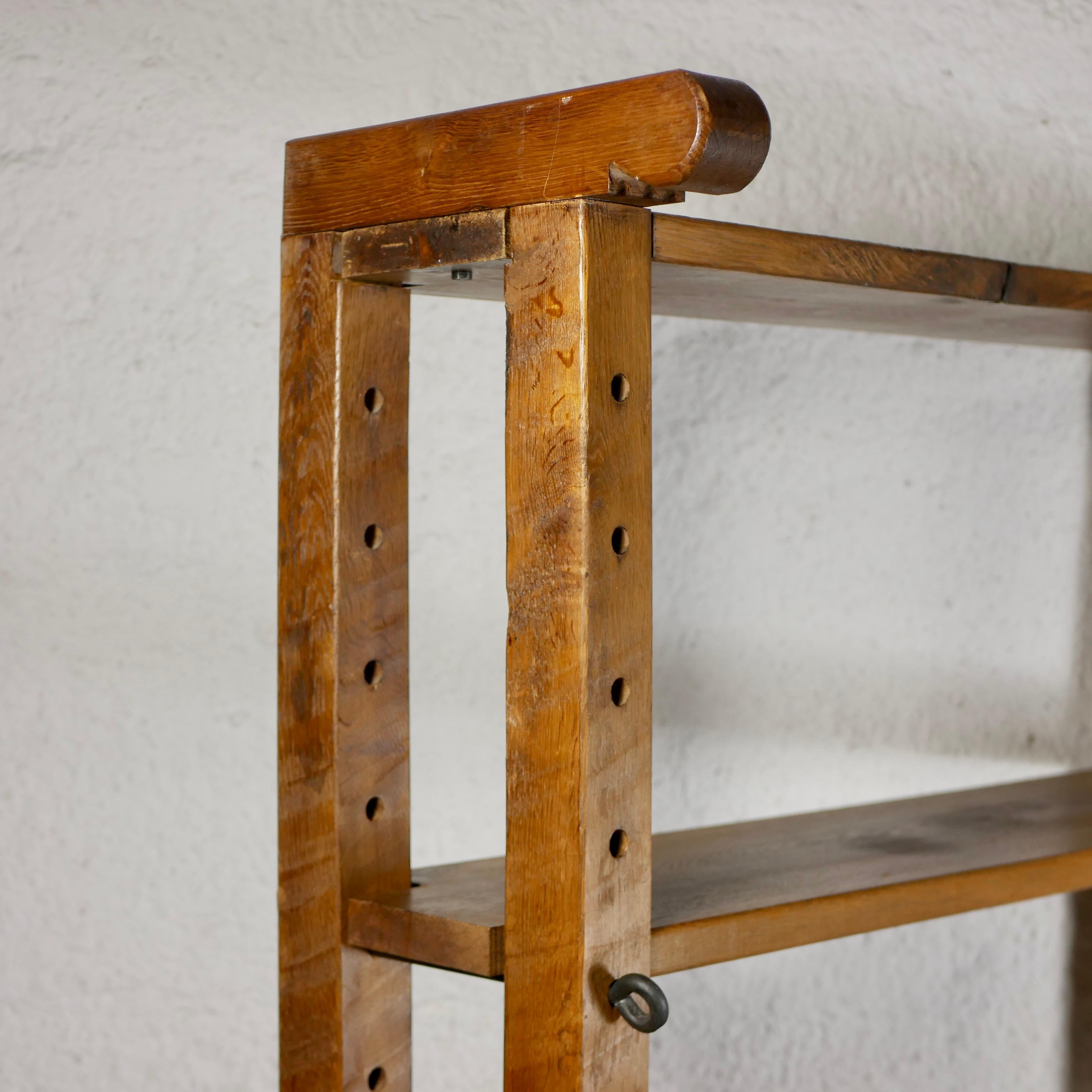 Massive oak brutalist shelves from the Netherlands, 1950s For Sale 4