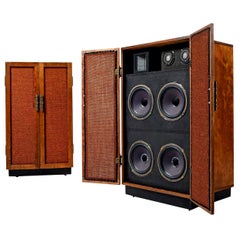 Retro Massive Oak Cabinet Custom Made Speakers by Olson, 1960s