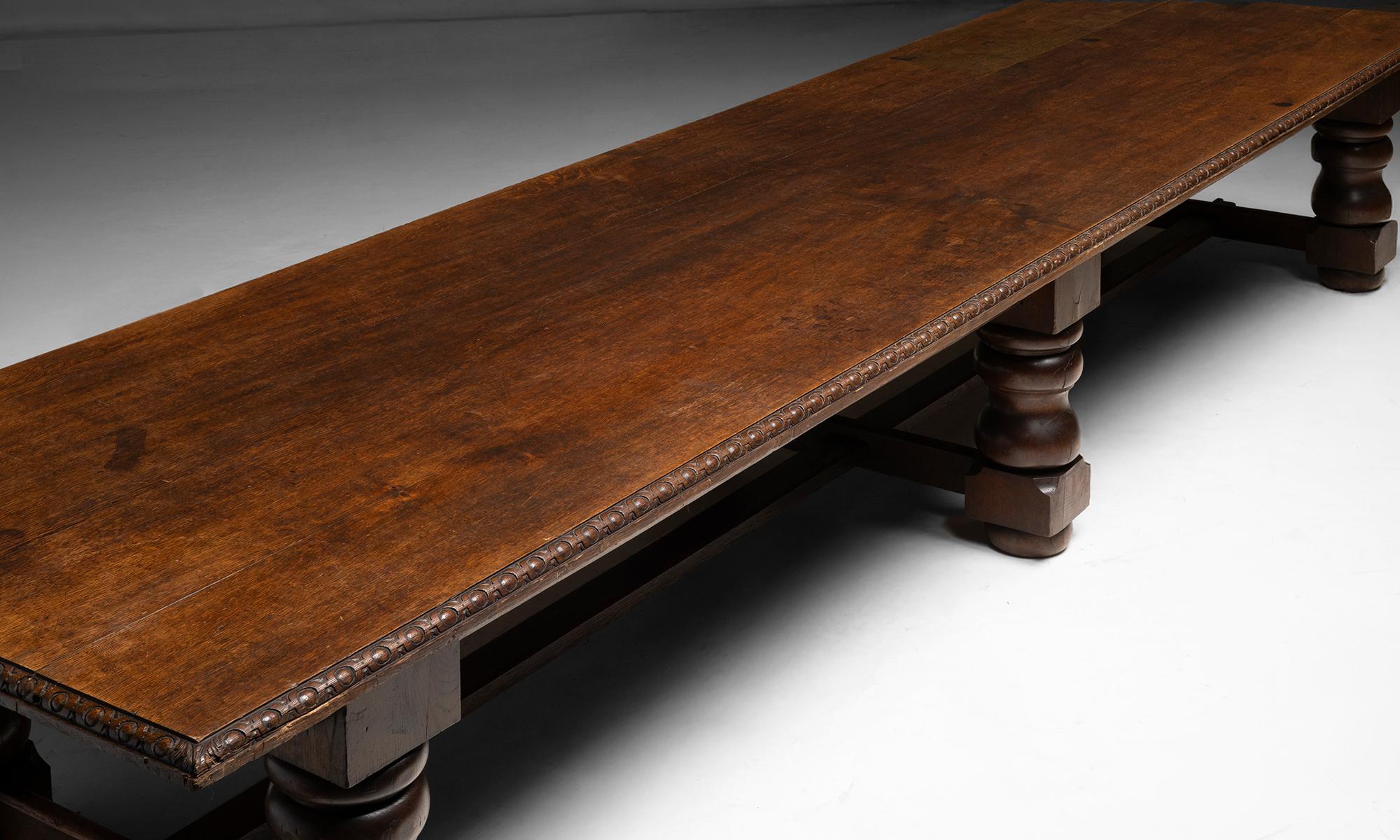 English Massive Oak Dining Table, England circa 1890 For Sale