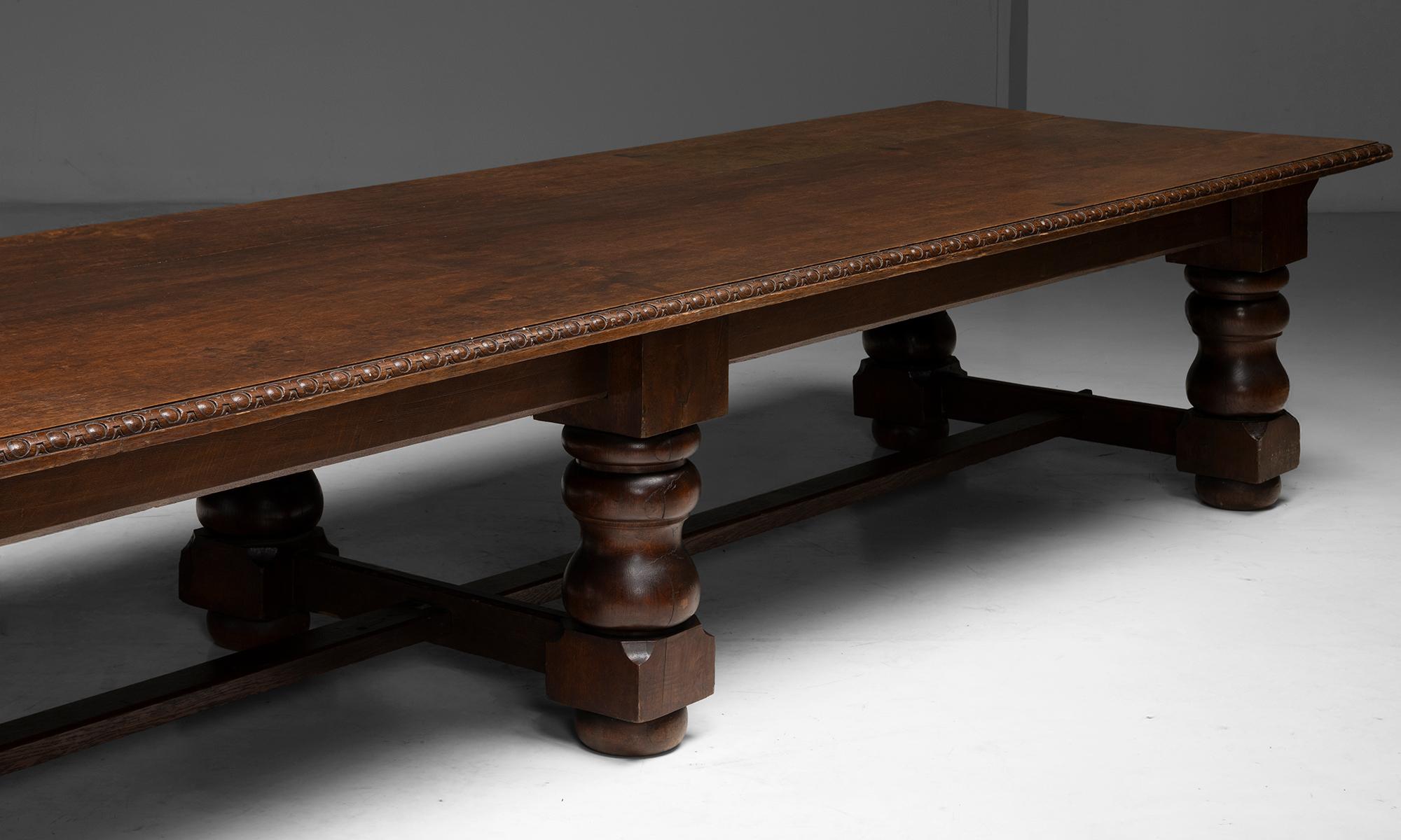 Late 19th Century Massive Oak Dining Table, England circa 1890 For Sale