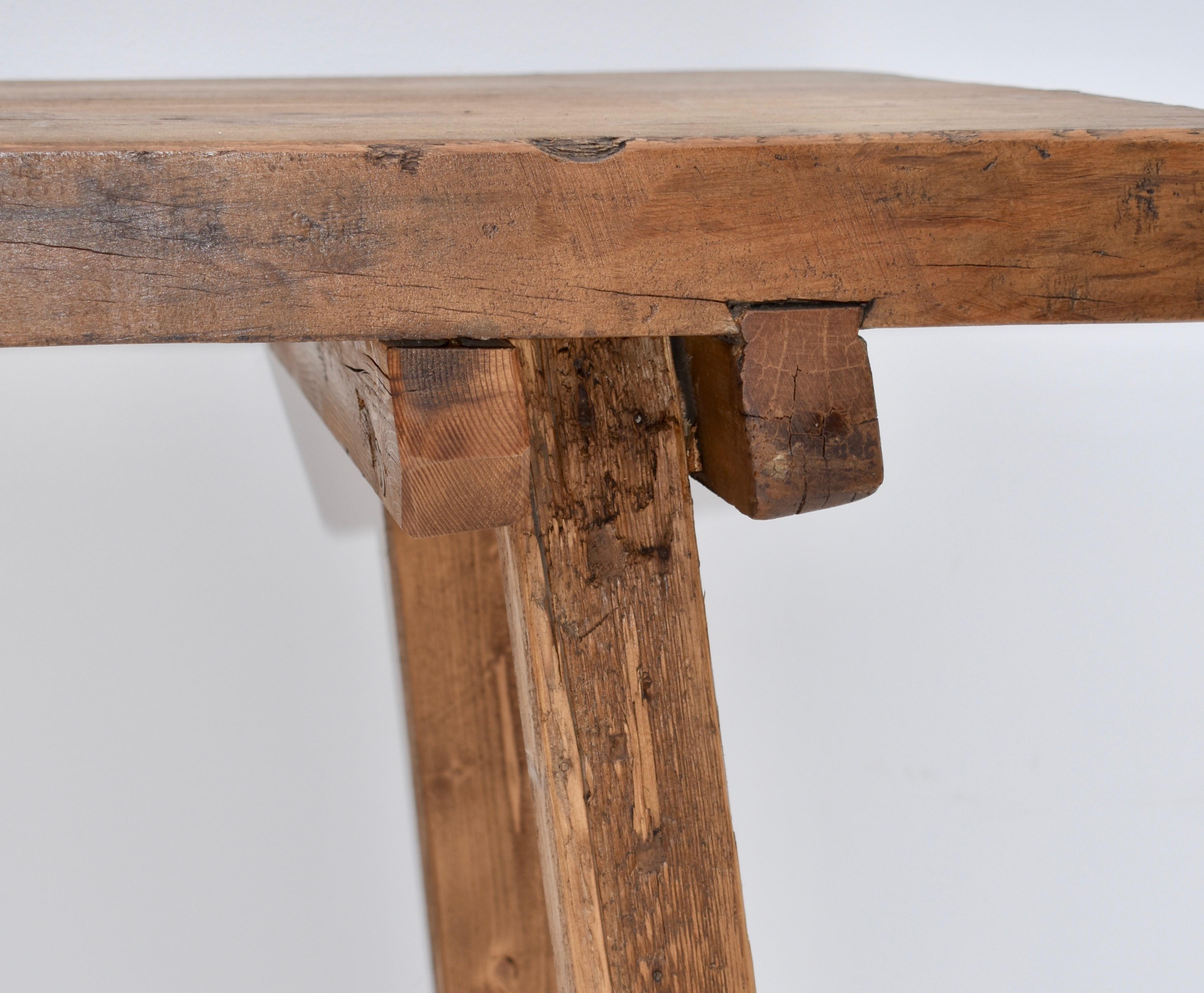 20th Century Massive Oak Pig Bench Butcher's Block Table