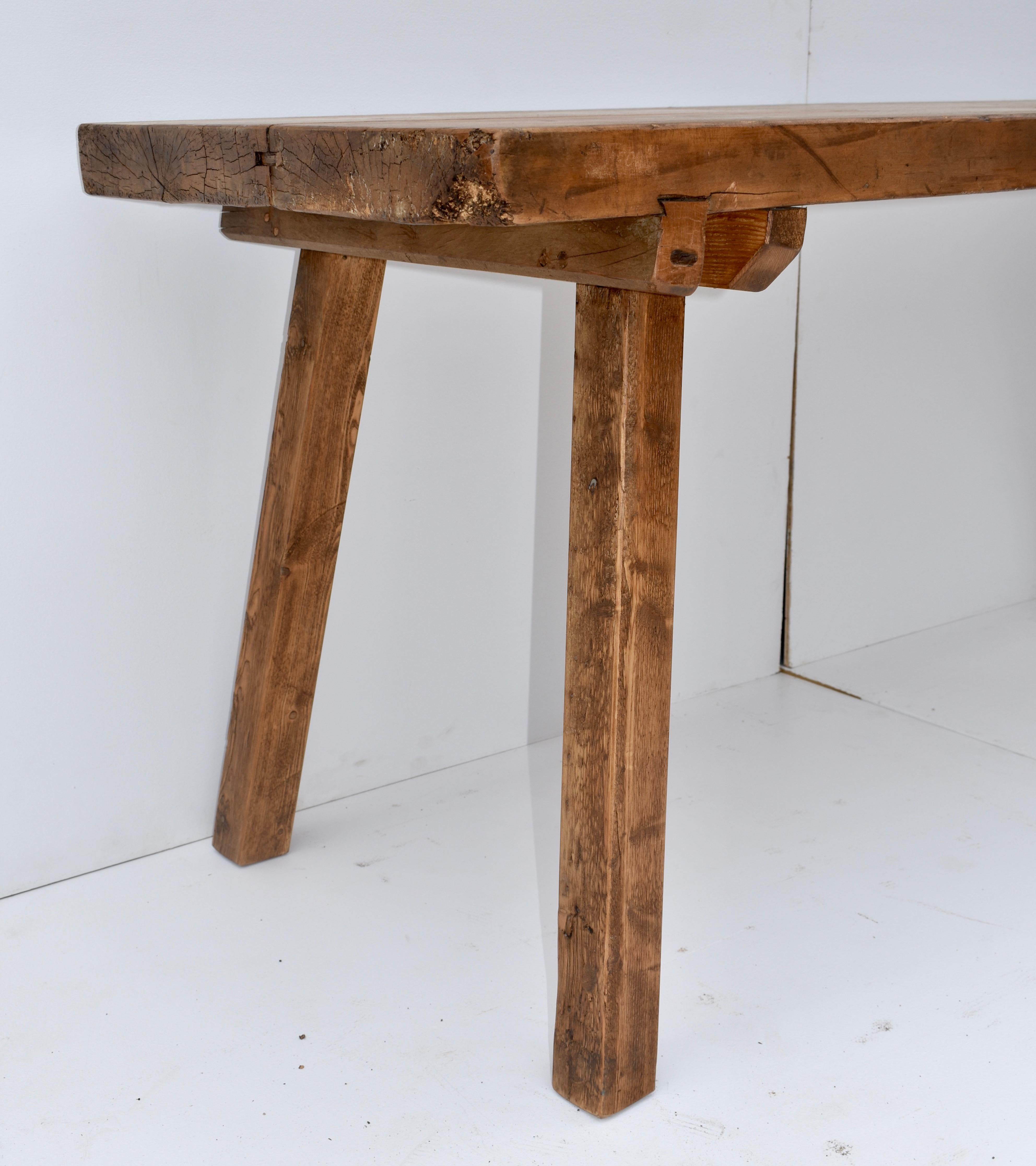 Massive Oak Pig Bench Butcher's Block Table 1