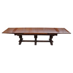 Antique Massive oak refectory draw leaf dining table