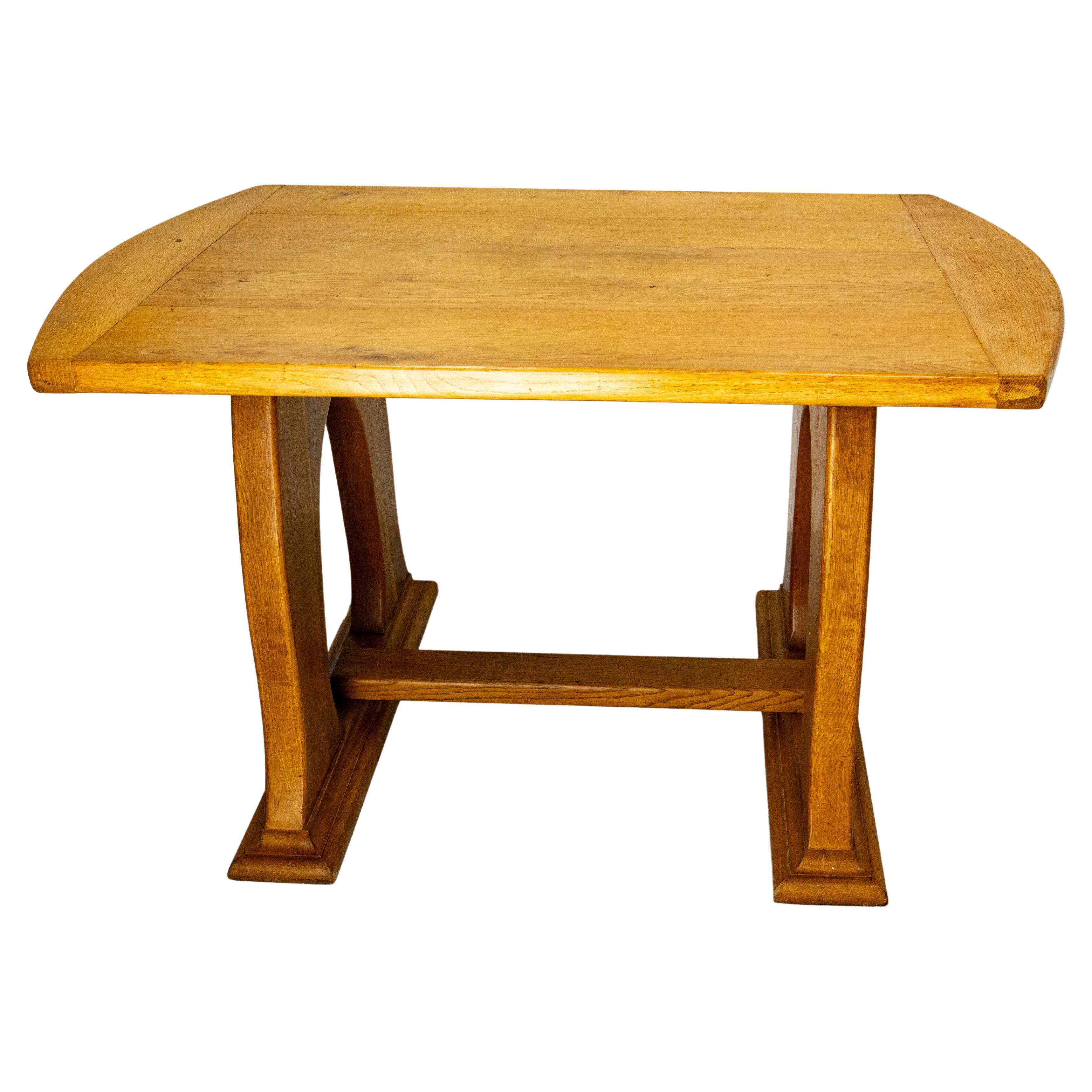Massive Oak Table Art Nouveau Inspiration, France, Mid-20th Century