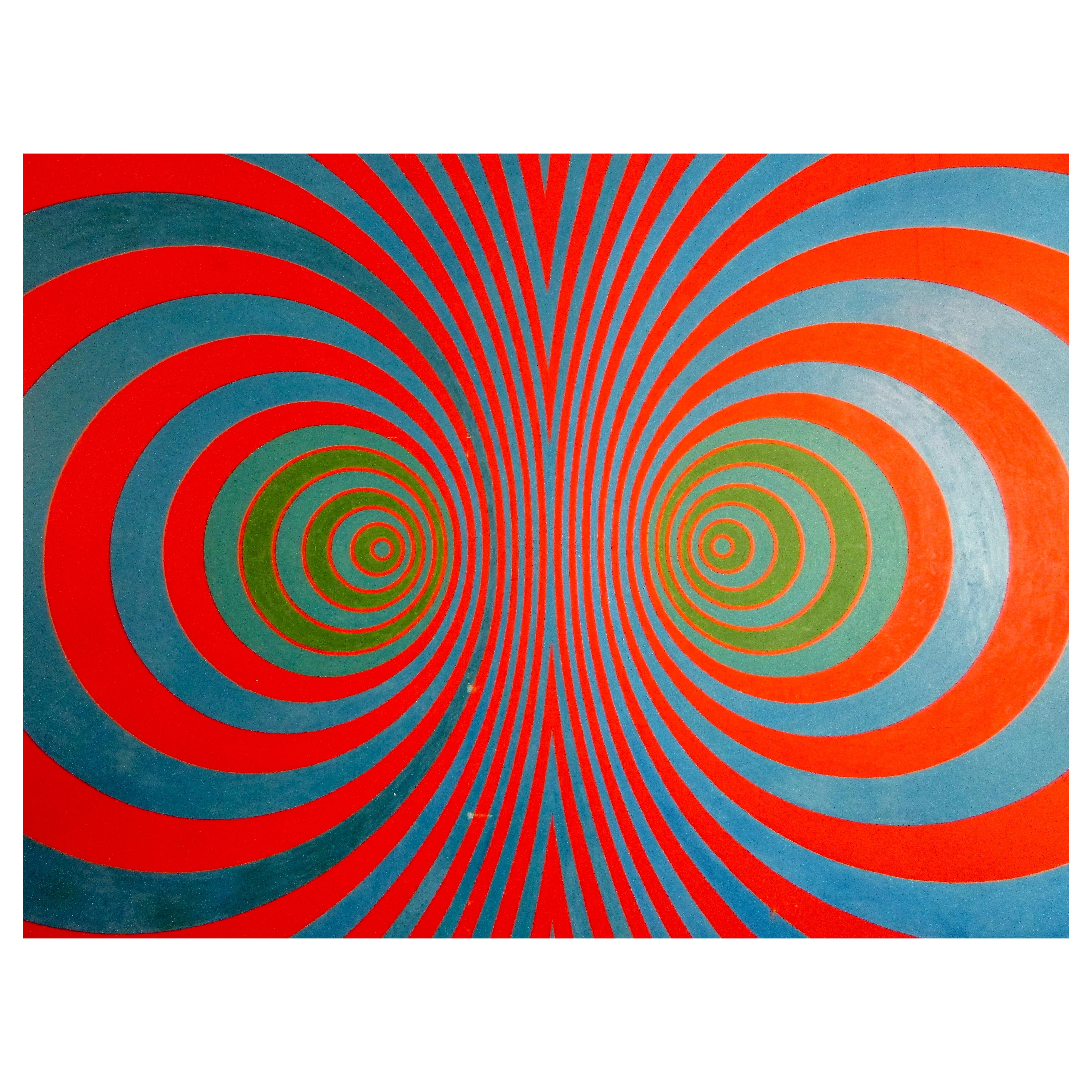 Massive Oil on Canvas Op Pop Psychedelic painting by Detroit Artist Ben Fortuna