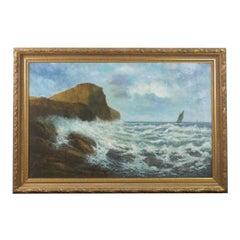 Massive Oil Painting of a Coastal Seascape Landscape, Victor Shearer, circa 1934