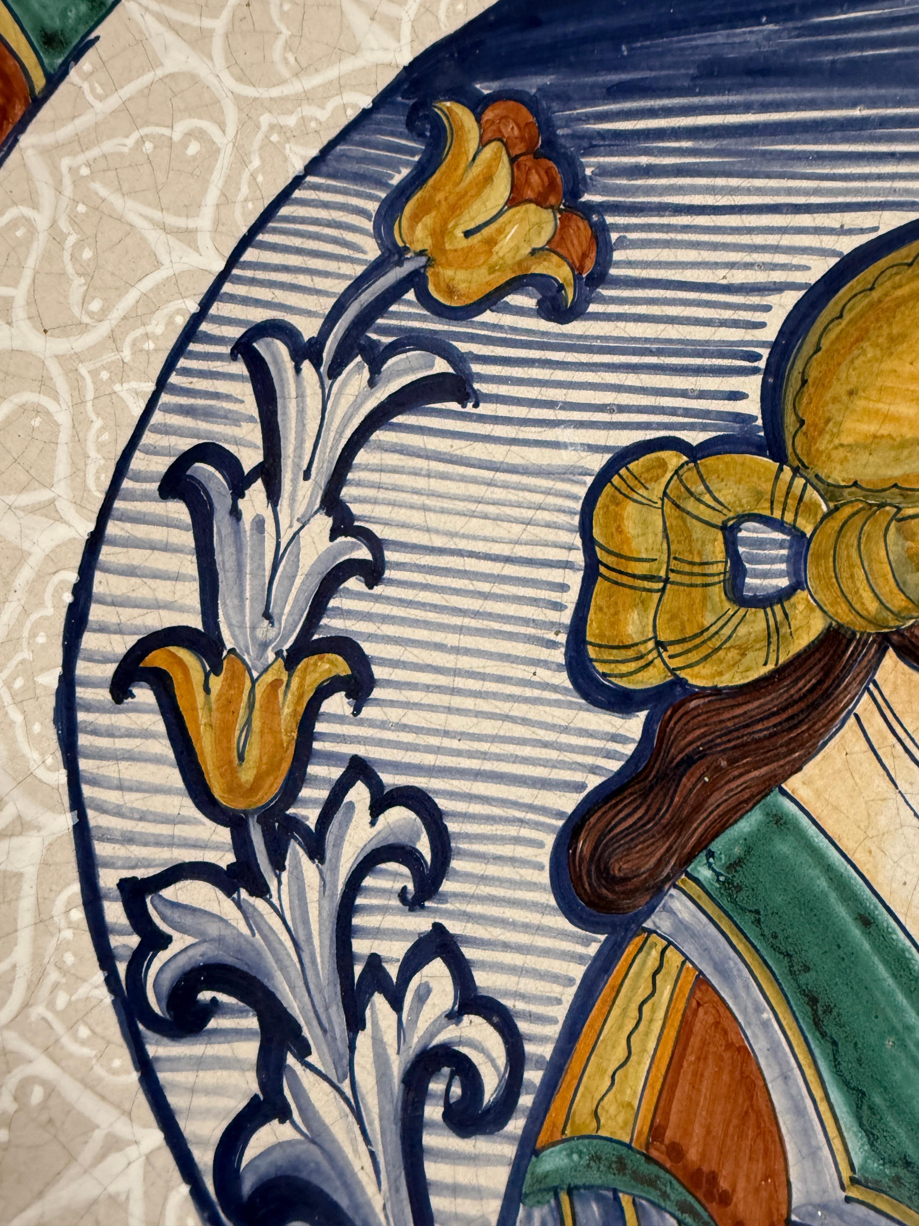 Massiccio piatto in maiolica L'Antica Majolica Italiana Romeo e Giulietta In condizioni buone in vendita a Palm Springs, CA
