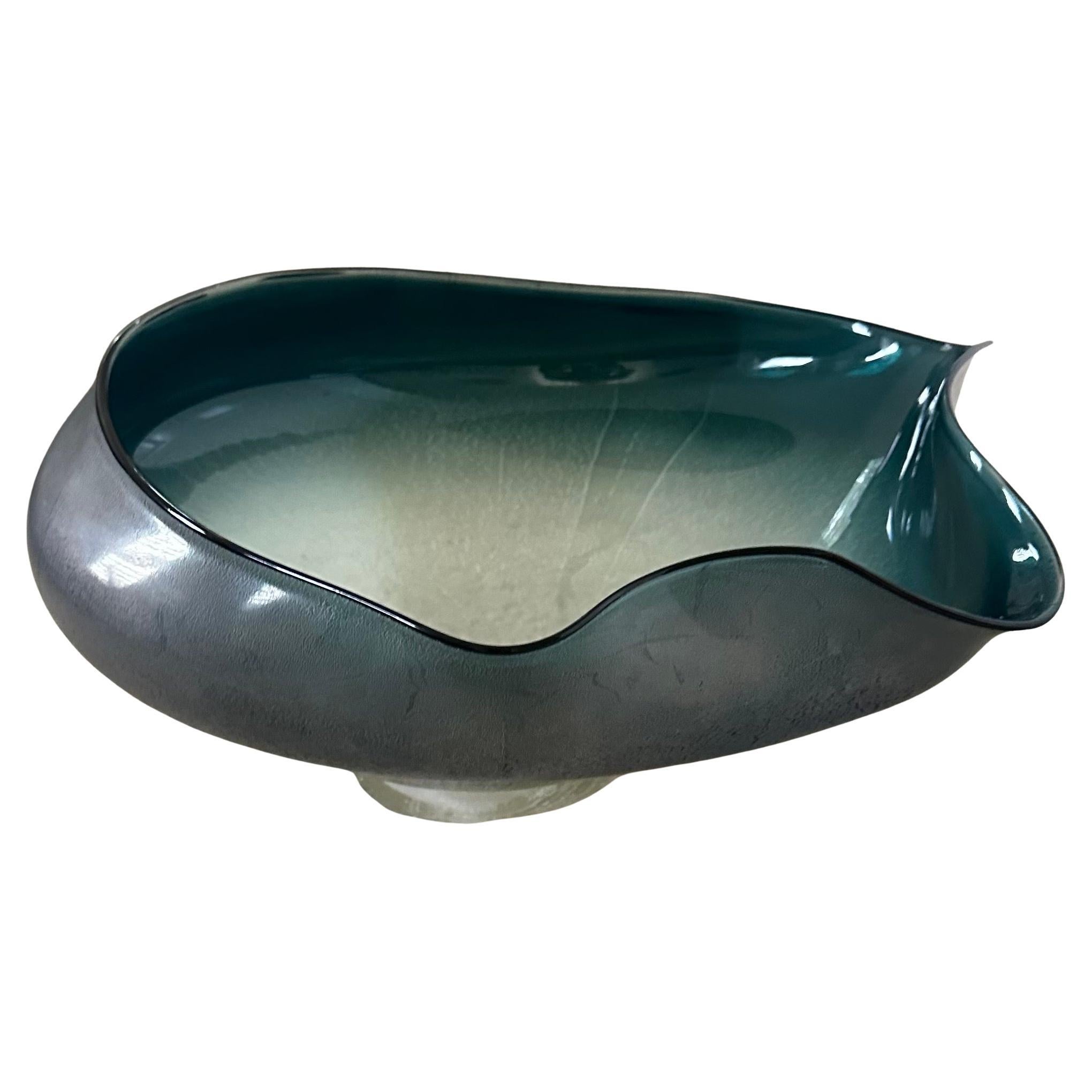 Massive Organic Form Art Glass Pedestal Bowl by David Thai
