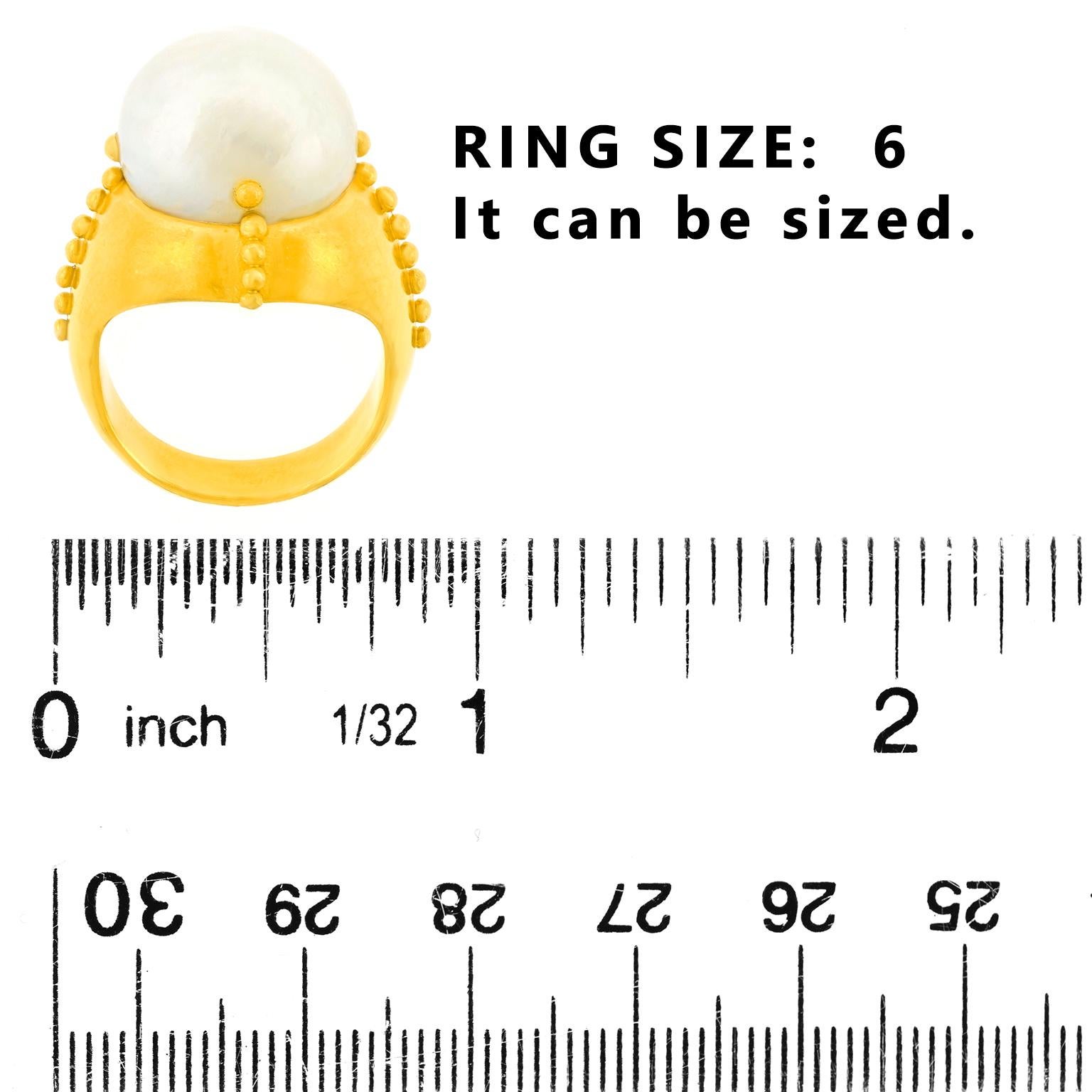 Anillo masivo de perlas Organo Chic 22k en venta 1