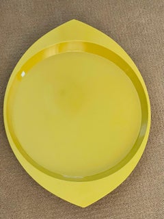 Massive Oval Yellow Lacquer Tray by Jens Quistgaard for Dansk, Early Production