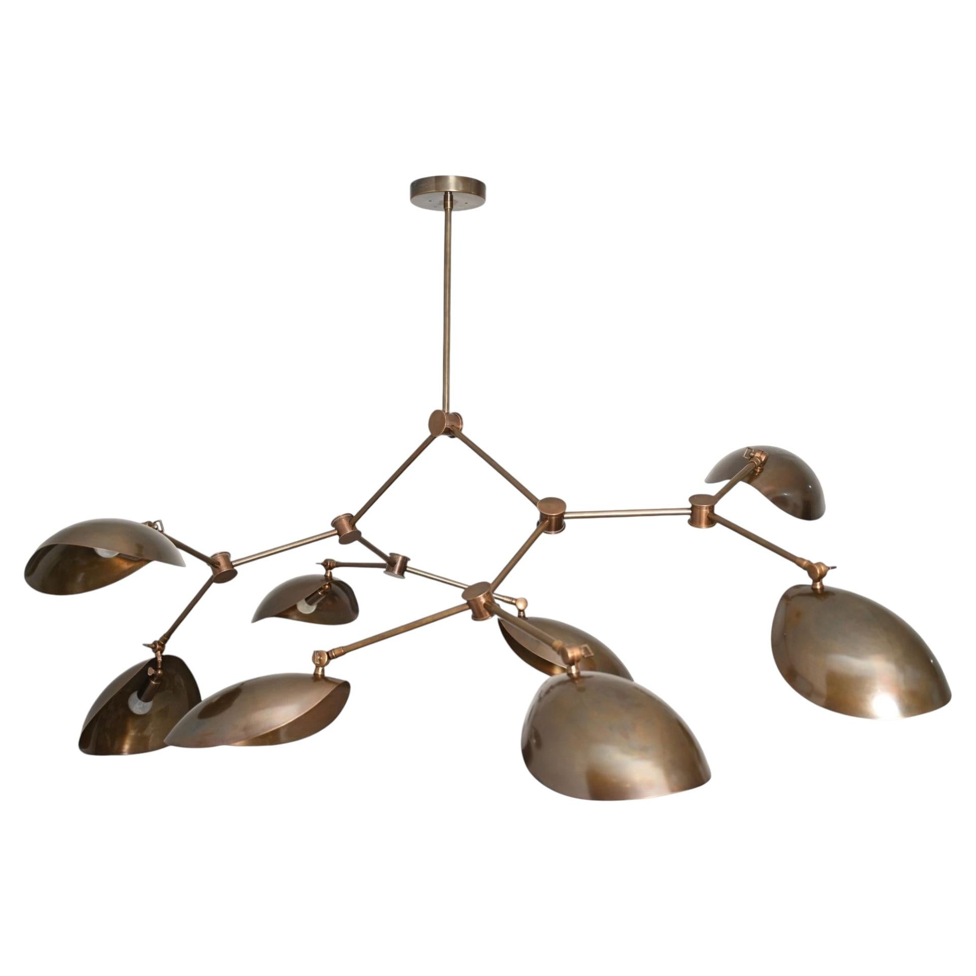Massive Oversize Scoop Brass Chandelier MCM style