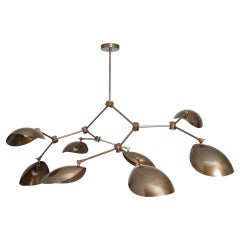 Massive Oversize Scoop Brass Chandelier MCM style