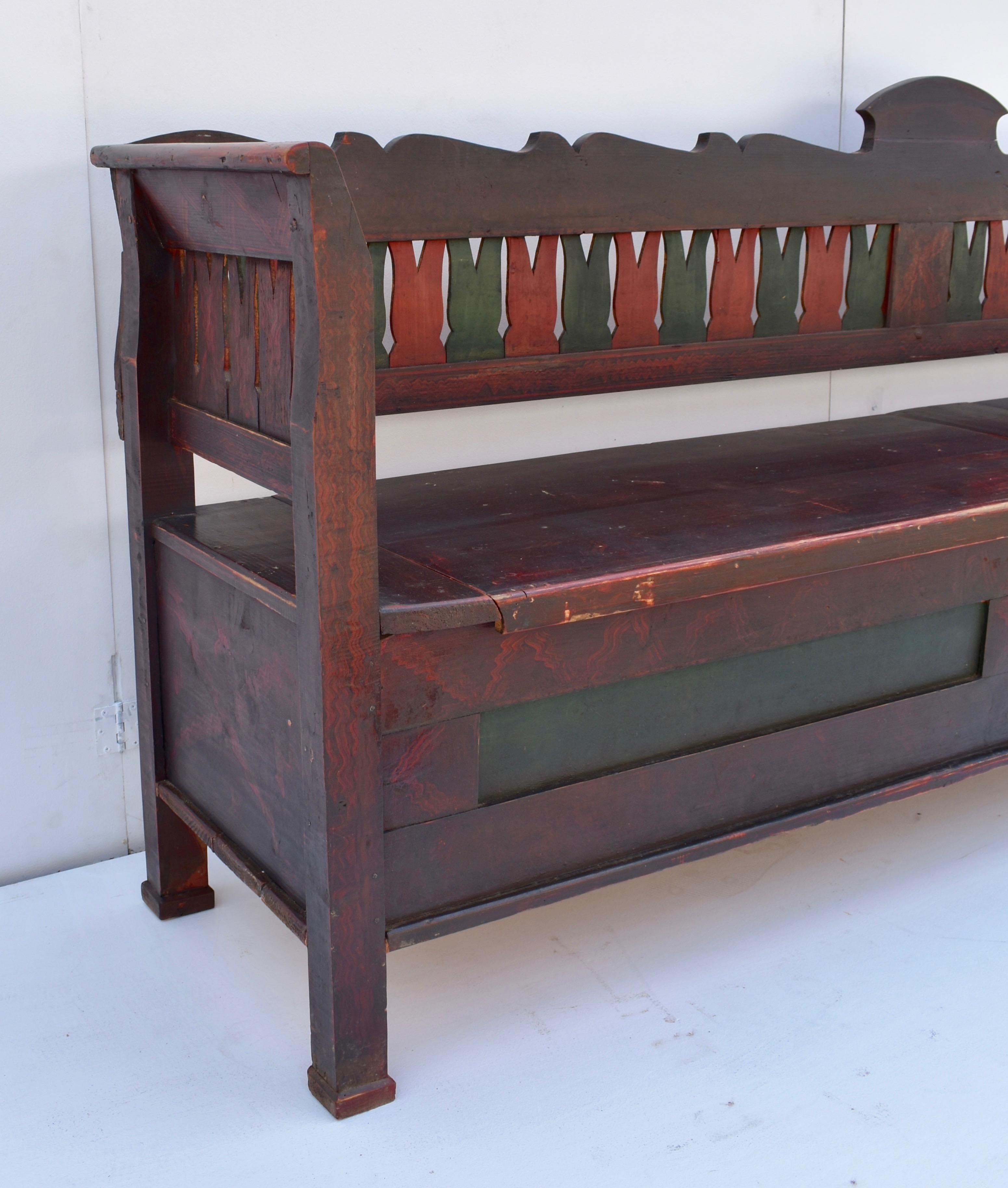 Country Massive Painted Pine Storage Bench