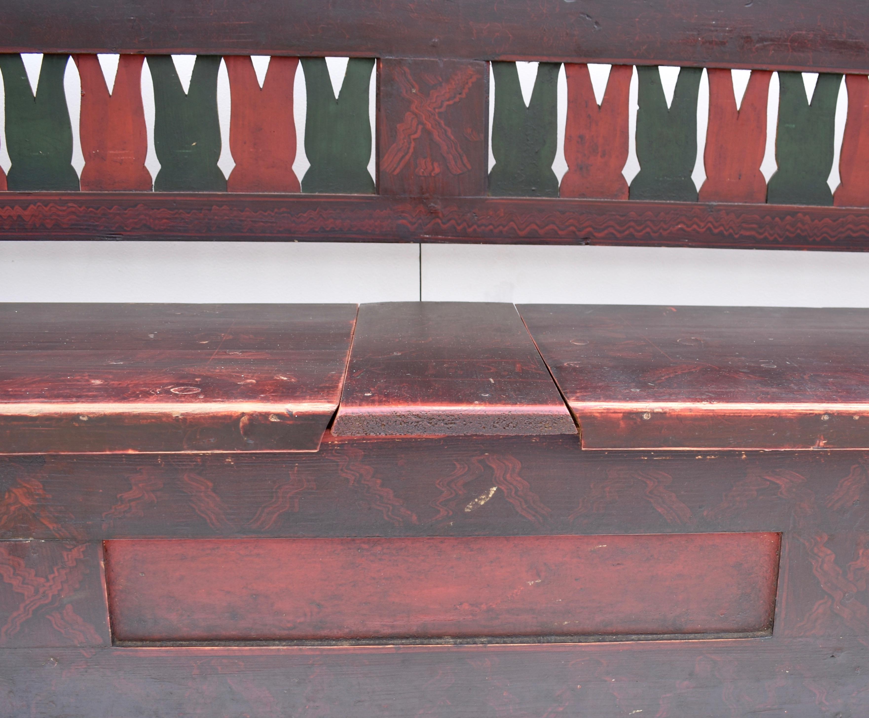 20th Century Massive Painted Pine Storage Bench