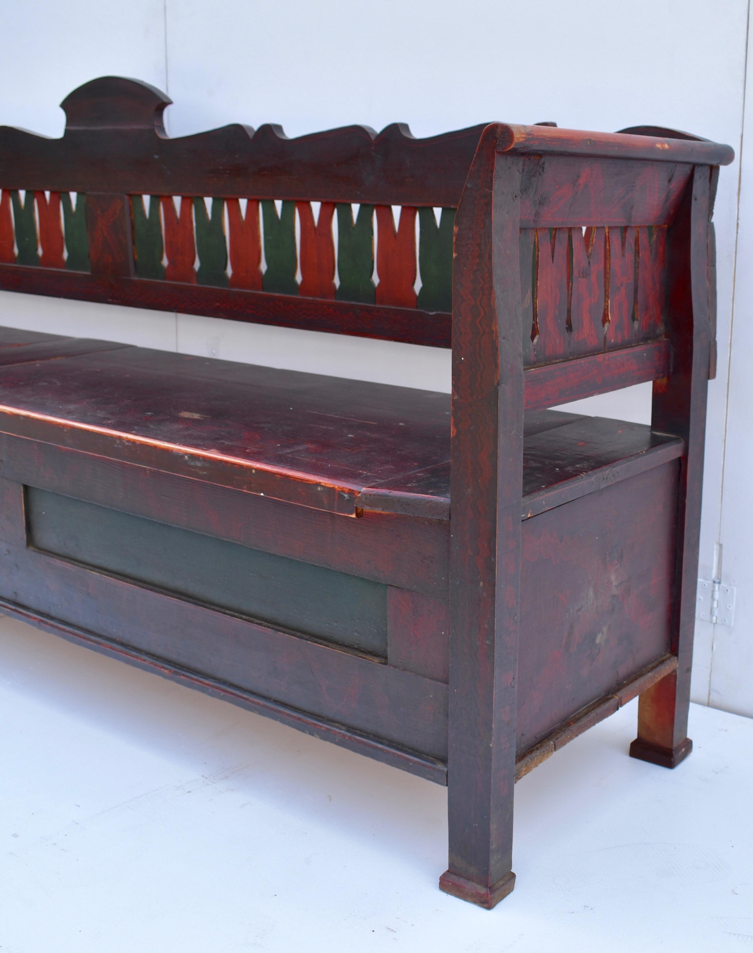 Massive Painted Pine Storage Bench 1