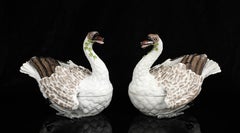 Massive Pair, Meissen Porcelain Swan Covered Tureens , Centerpieces, Museum Deac