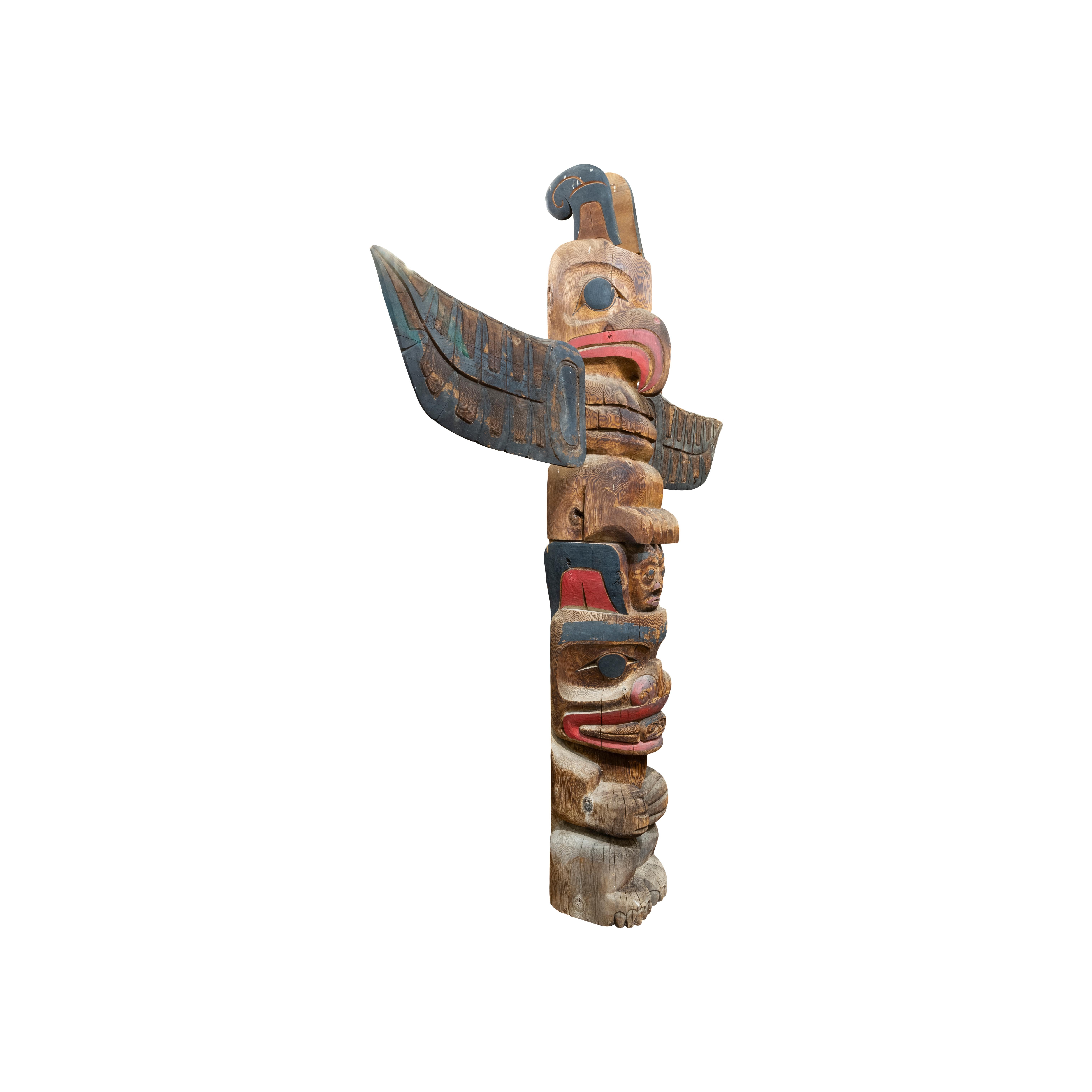 Native American Massive Pair Native Salish Carved Totems For Sale