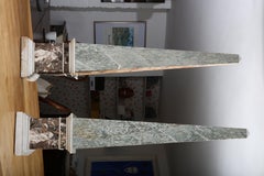 Massive Pair of Brescia and Cipollino Marble Obelisks