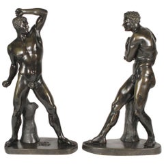 Grande paire de boxeurs grecs en bronze Creugas et Damoxenos
