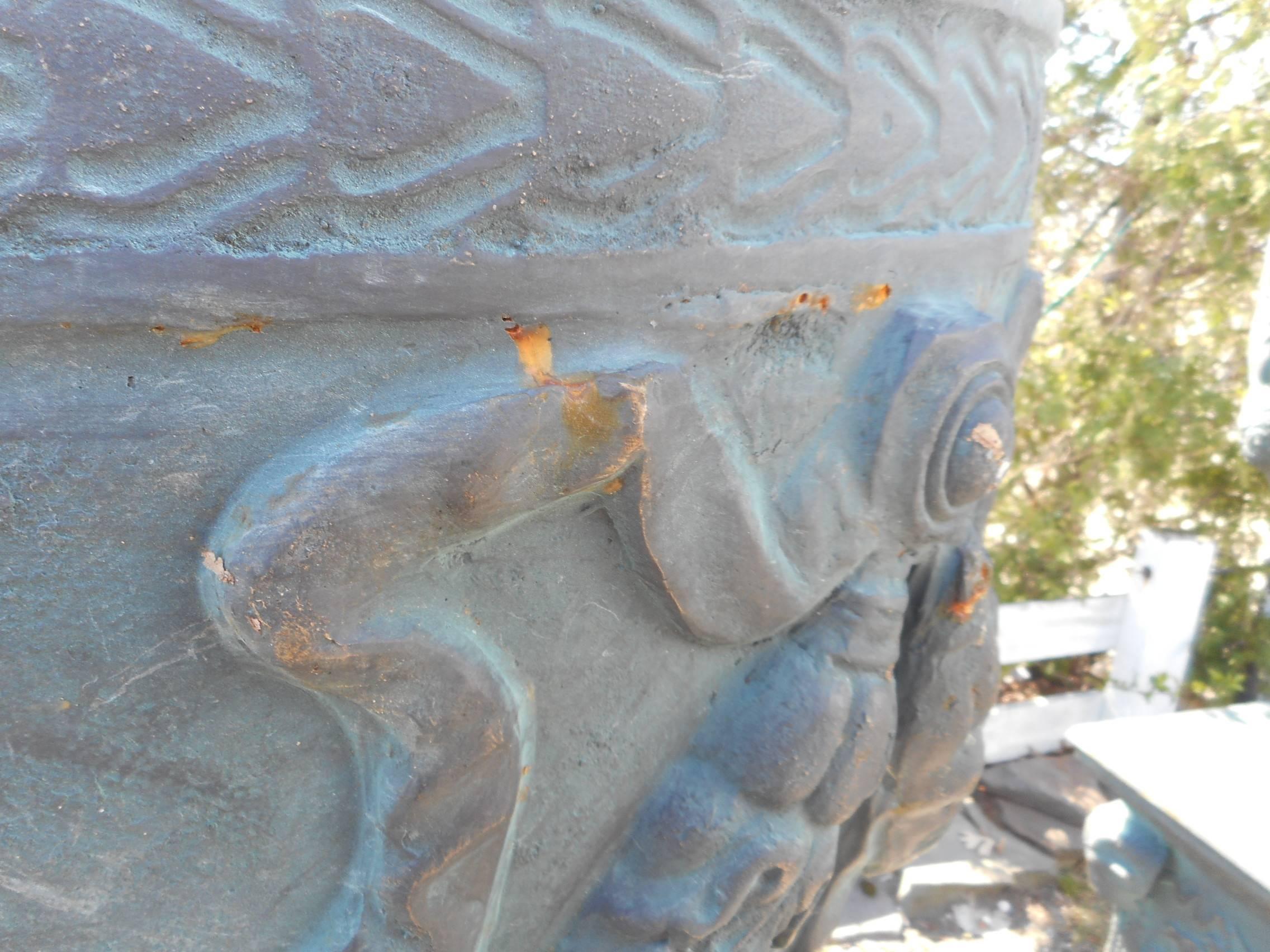 Massive Pair of Cast Iron Urns on Pedestal Bases 3