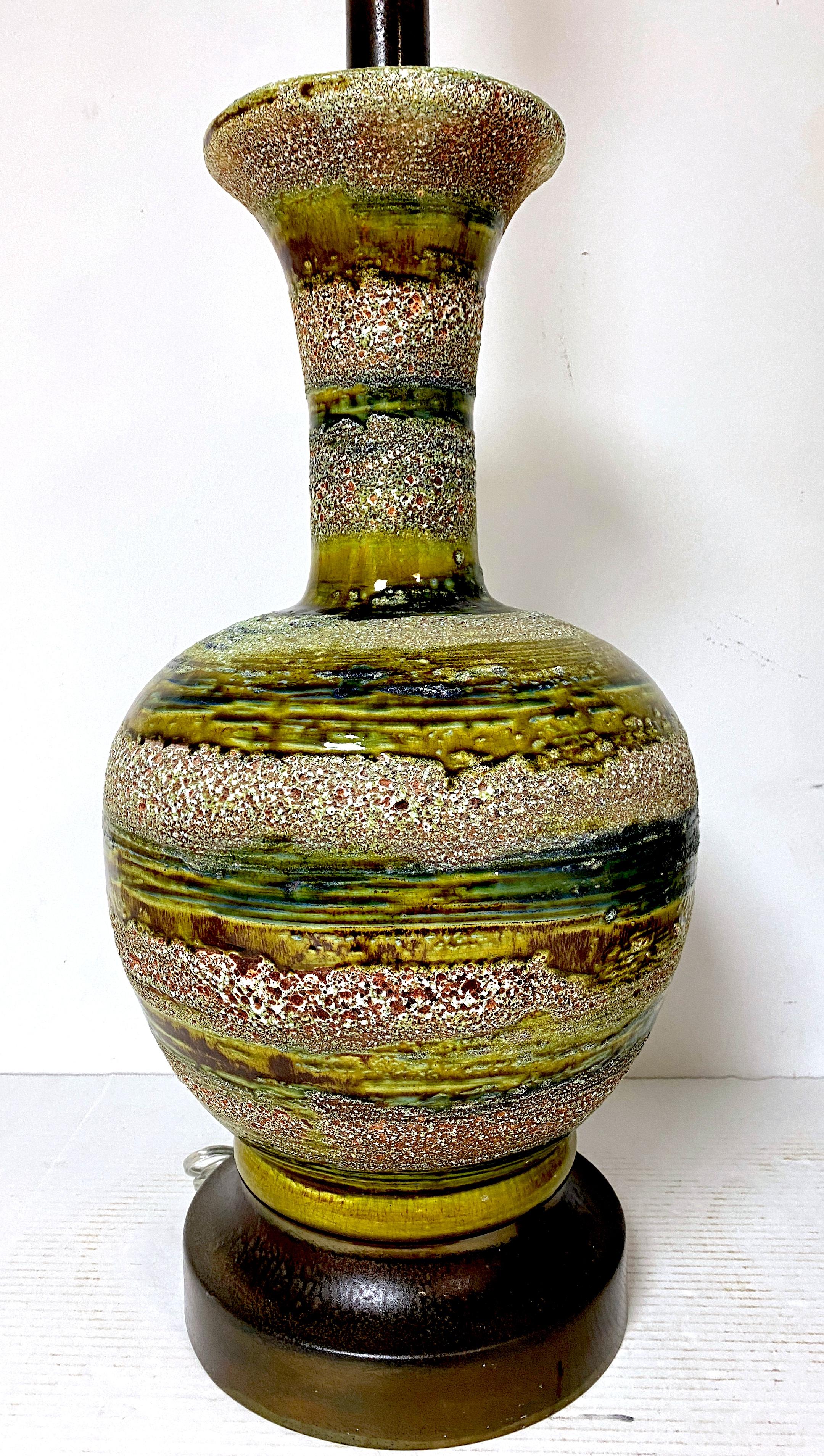 Pareja enorme de lámparas danesas modernas de cerámica Studio Pottery en tonos verdes con globos siglo XX en venta