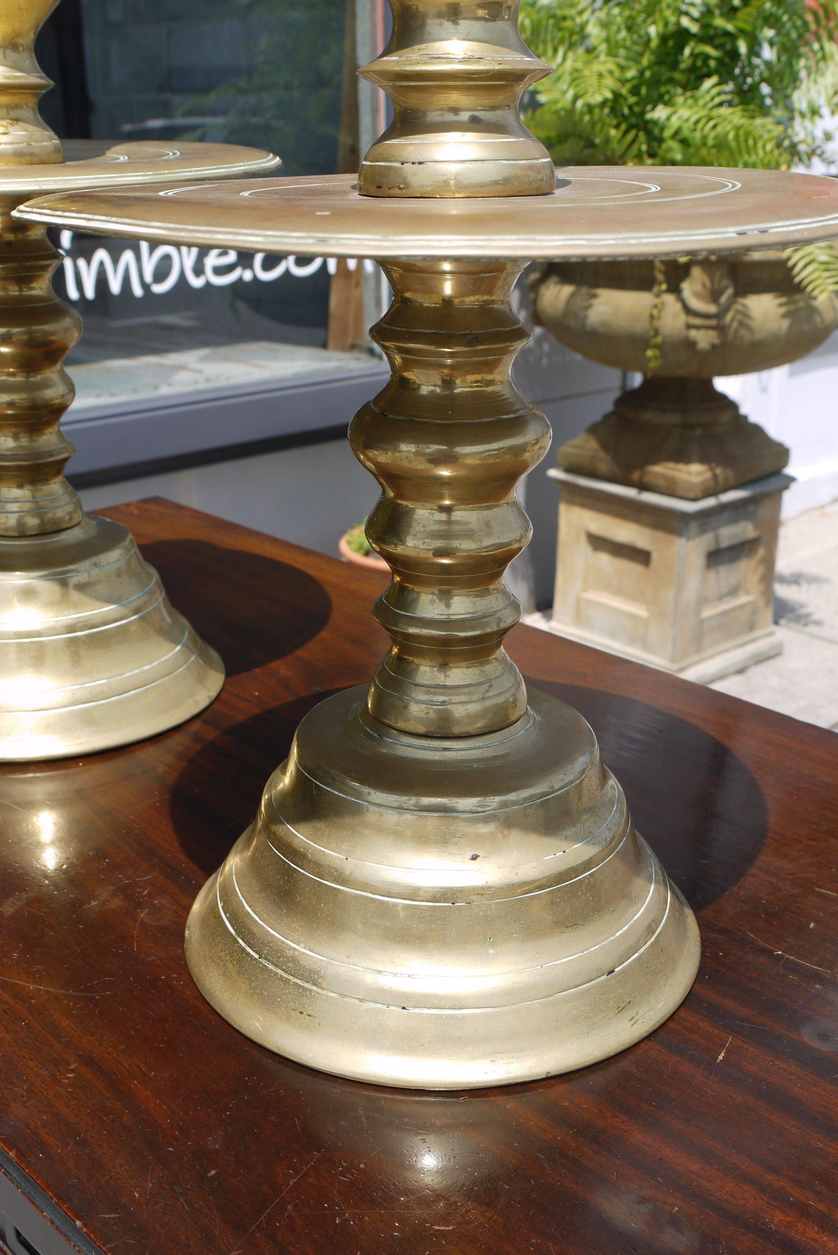 English Massive Pair of Early 19th Century Brass Candlesticks For Sale
